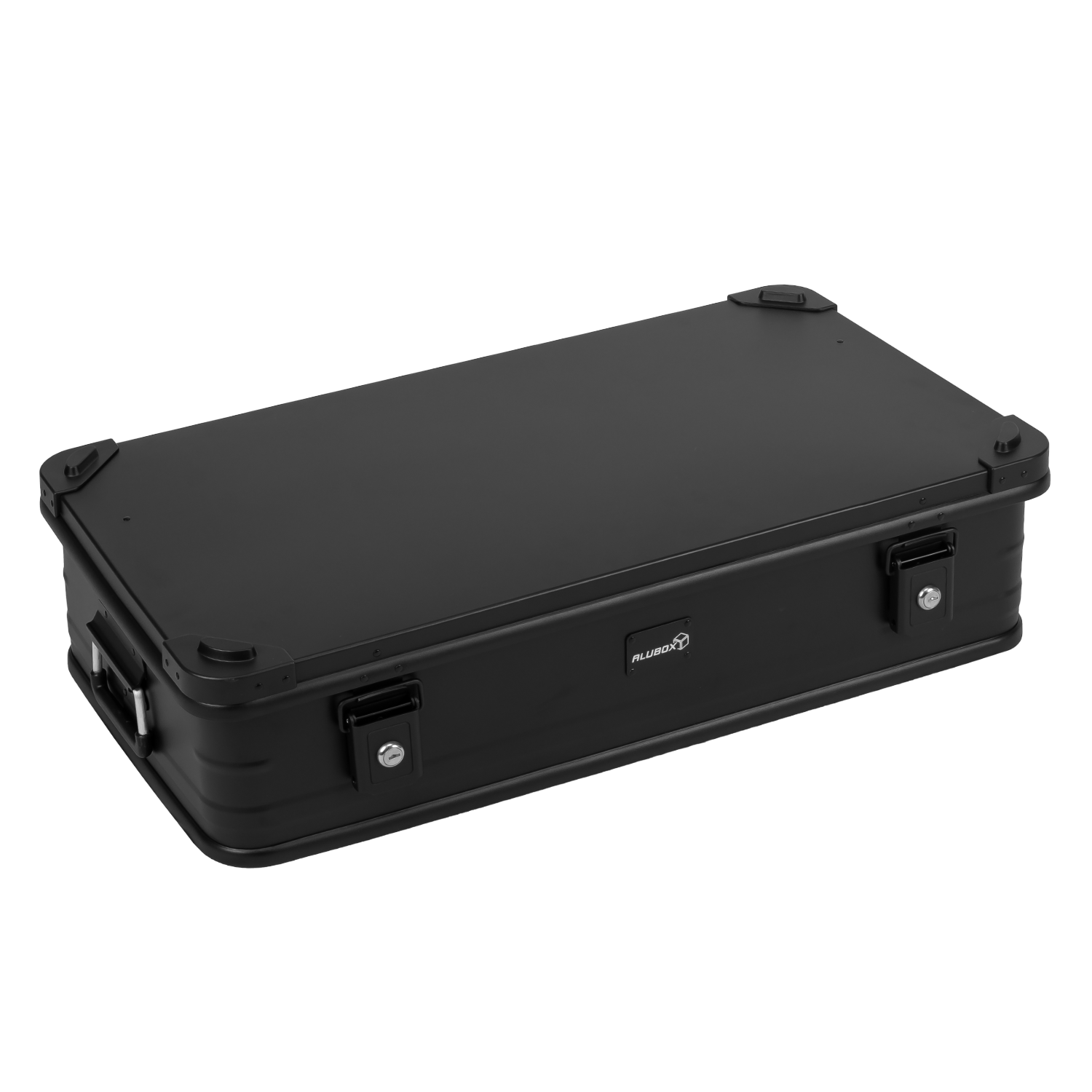 ALUBOX - 20 cm hoch - stapelbare Dachbox - Aufbaukiste - komplett schwarz -abschließbar spritzwassergeschützt