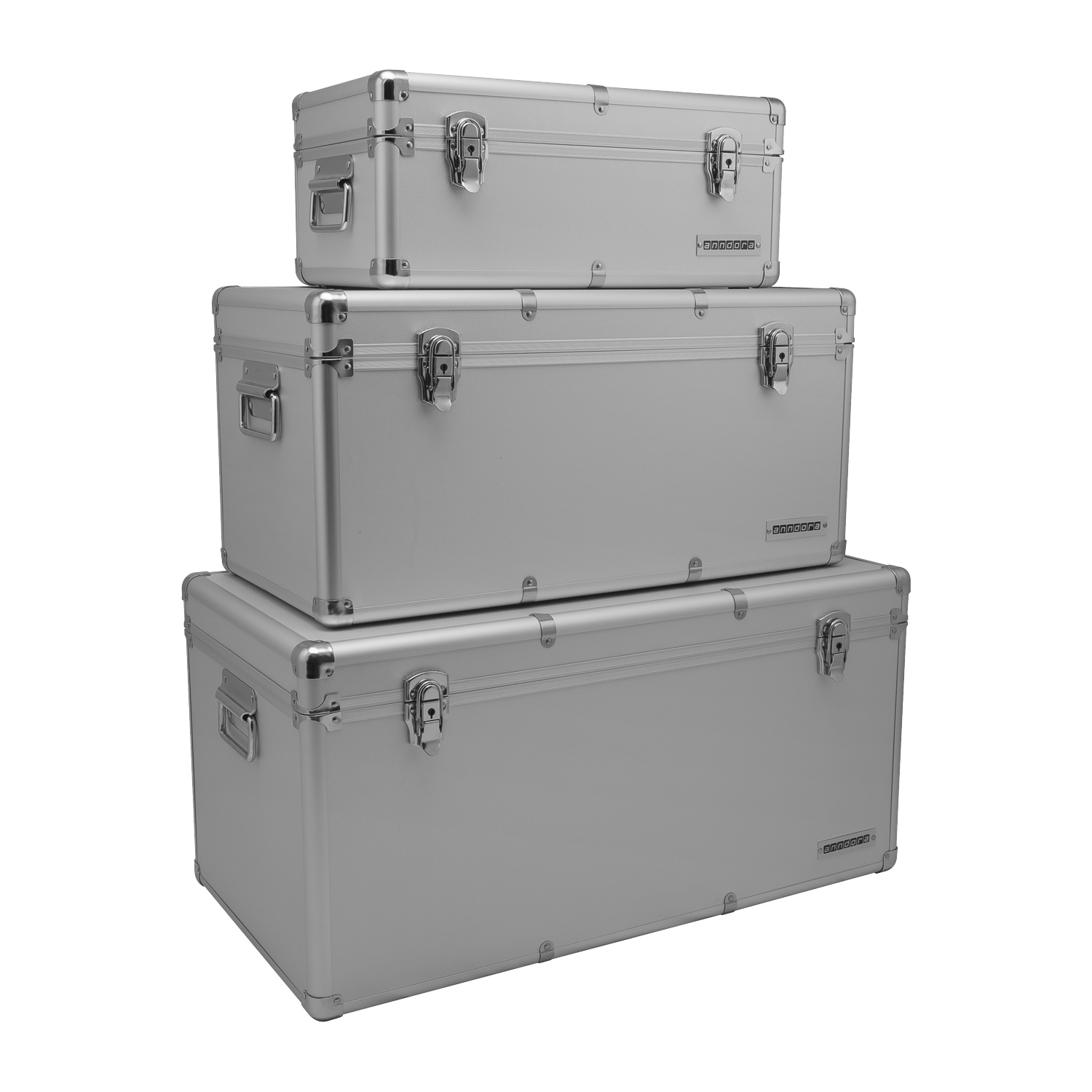 anndora Alu Rahmenkoffer 3er Set Silber 155 Liter Transportbox Werkzeugkoffer
