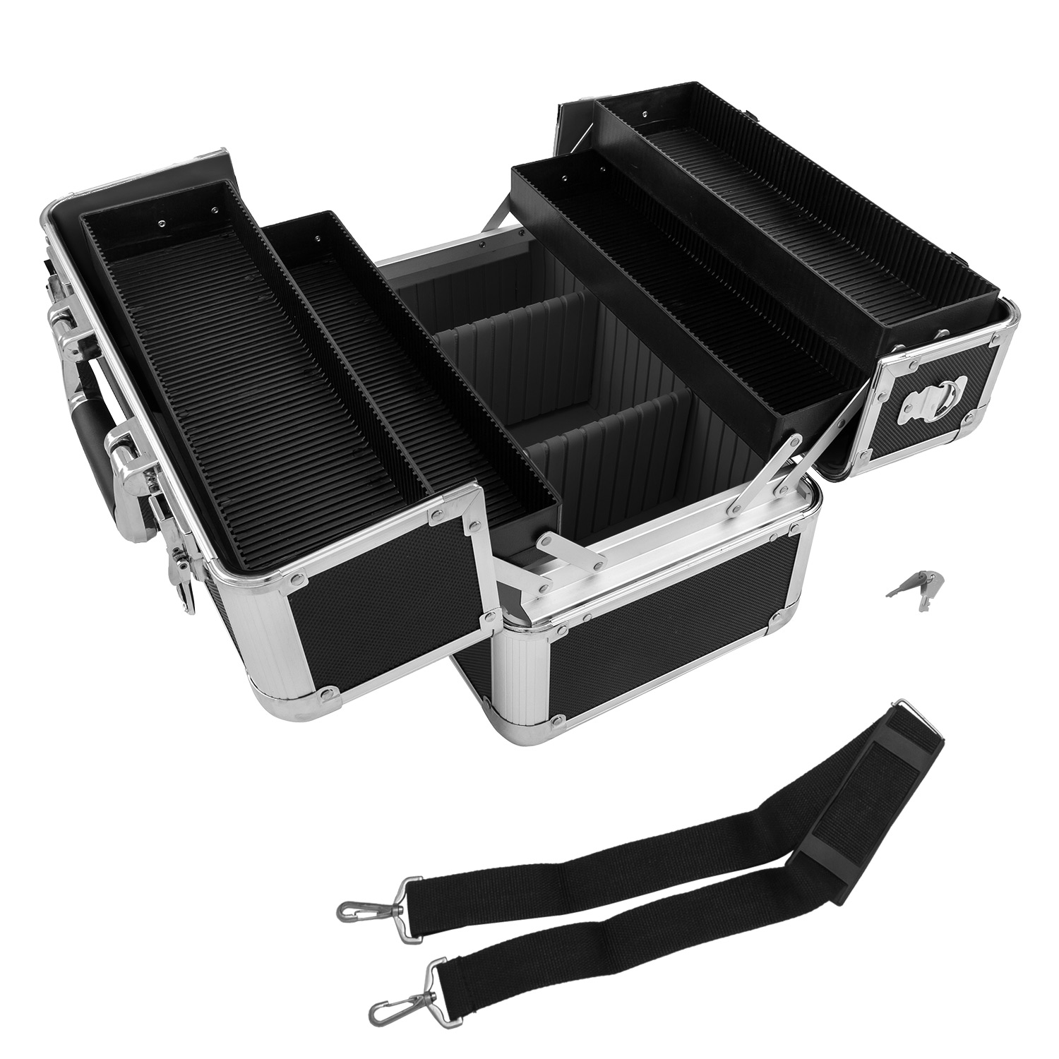 Werkzeugkoffer - Beauty Case silver black - by anndora - best Organizer und Schmuckkästchen = Schatzkiste tragbar abschließbar