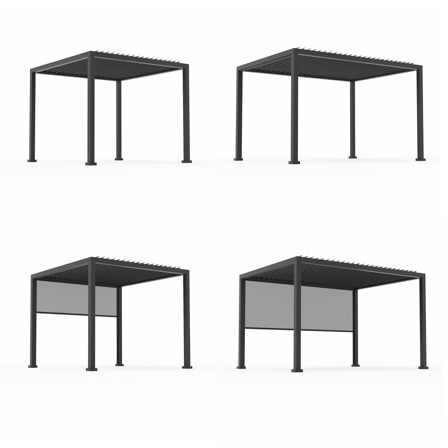 Außenrollo 367x227 cm - für 3x4 Pergola - Sichtschutz anthrazit - stufenlos verstellbar