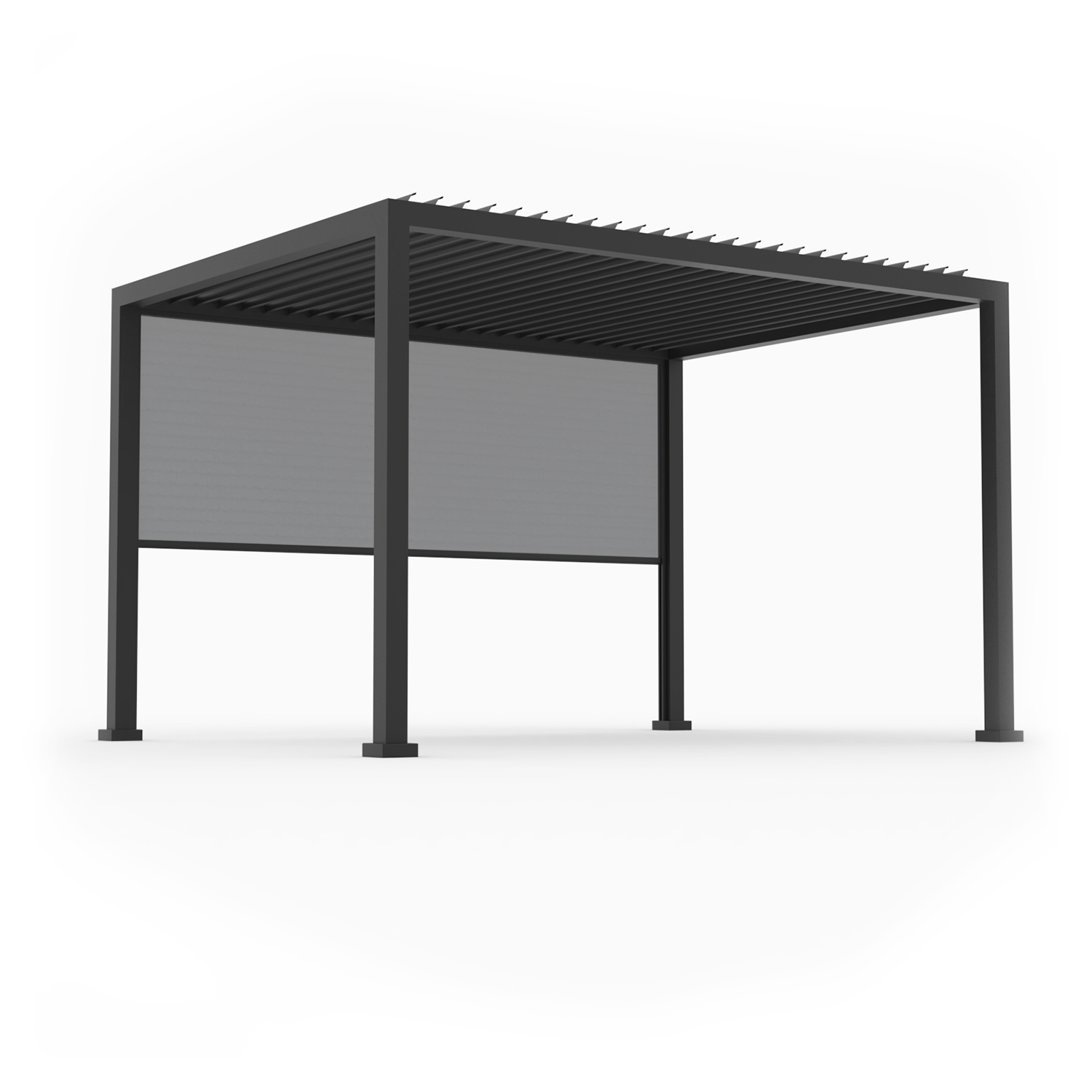 anndora Alu Pergola 3x4 m - schwarz - Lamellendachfreistehend + Seitenwand Rollo + Montage notwendig