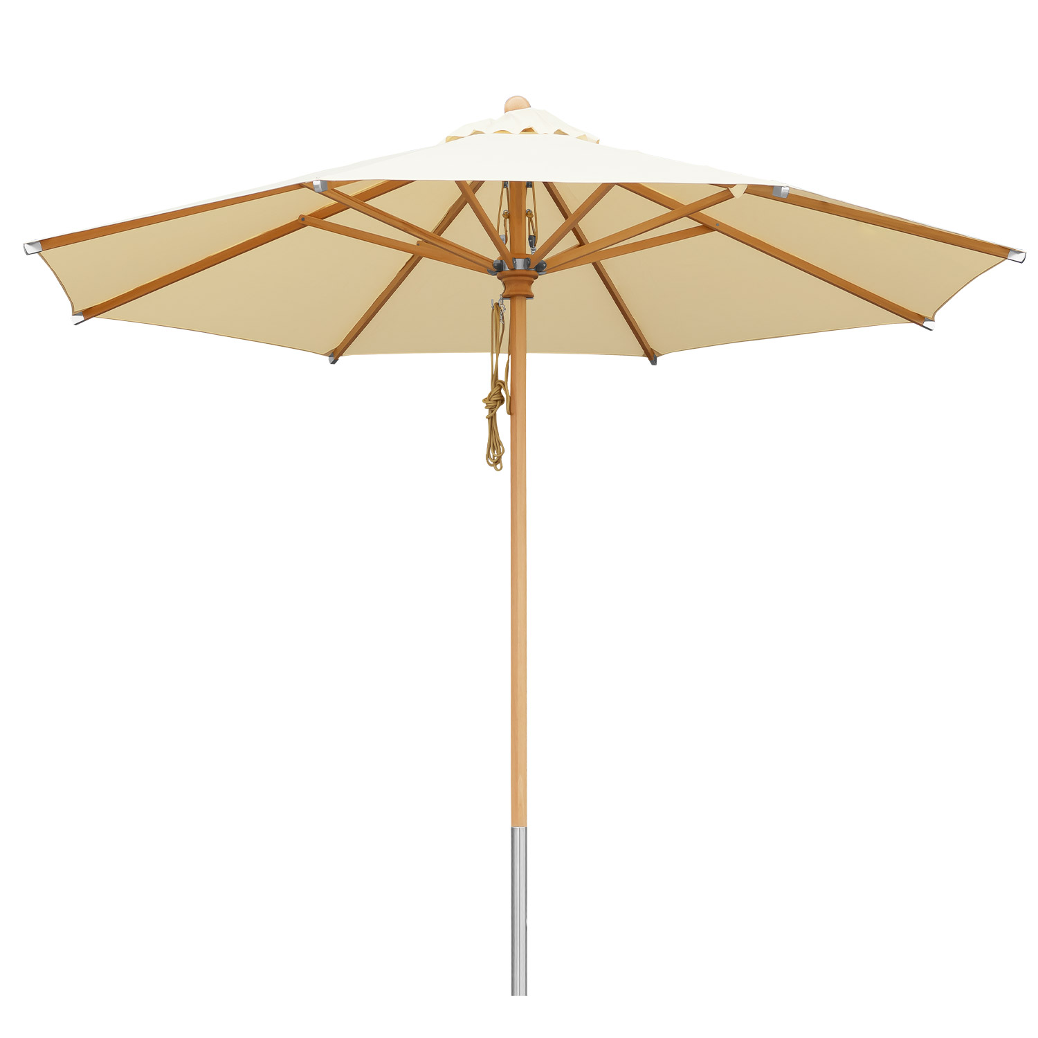 Sonnenschirm 3,5m rund natural Buche Holz - Stoff Olefin hoher UV Schutz - waschbar