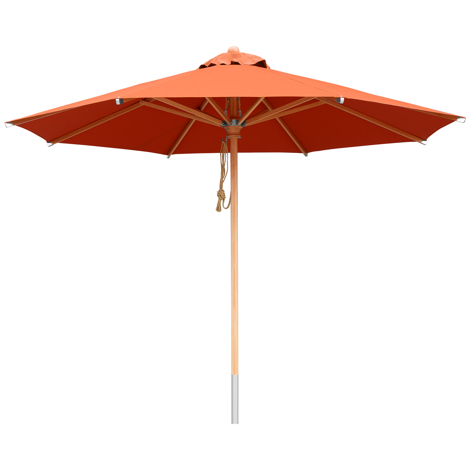Sonnenschirm 3,5m rund mit Holz Buche - Stoff terracotta - UV Schutz - FSC zertifiziert