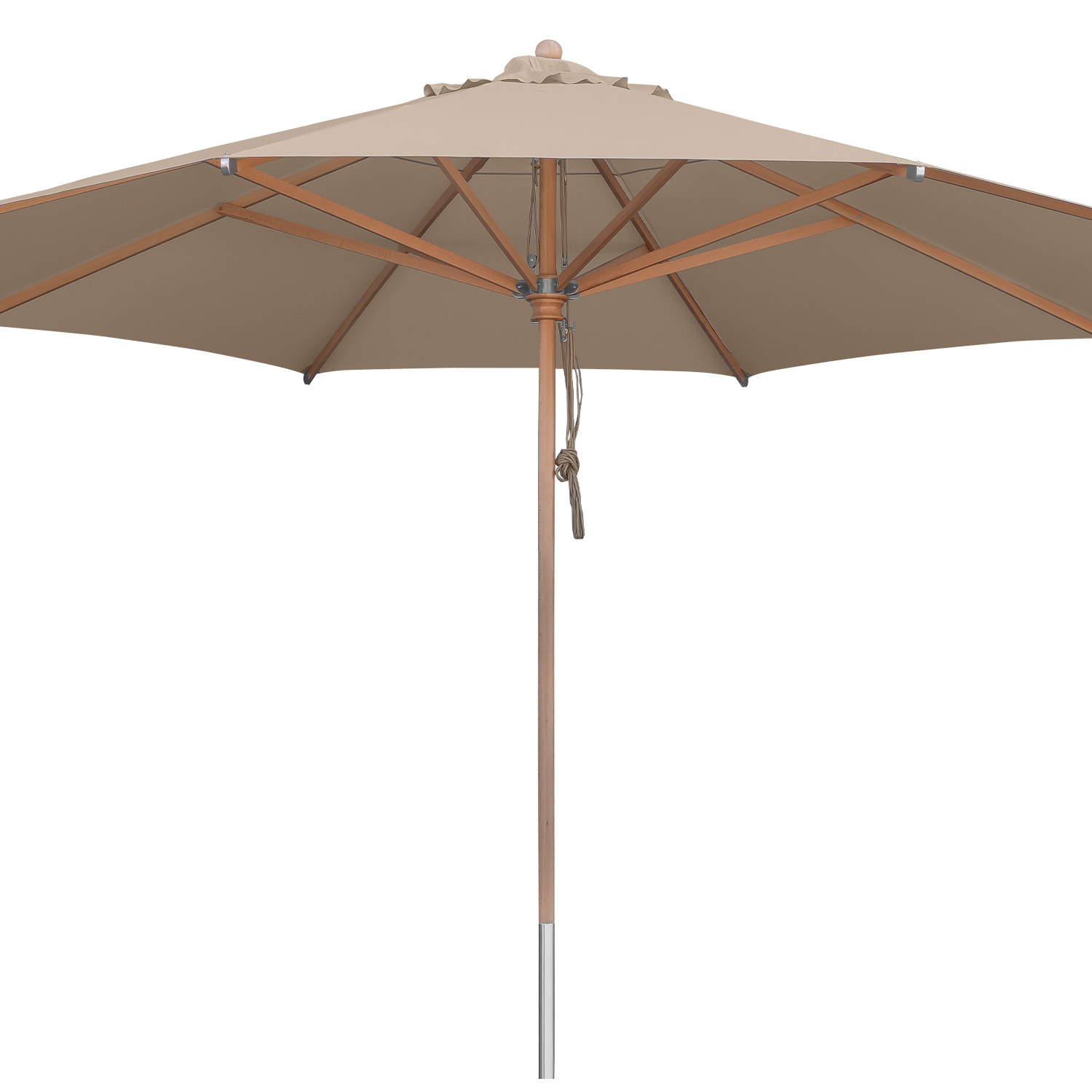 Sonnenschirm 4m rund dark natural mit Buchen Holz Stamm einteilig