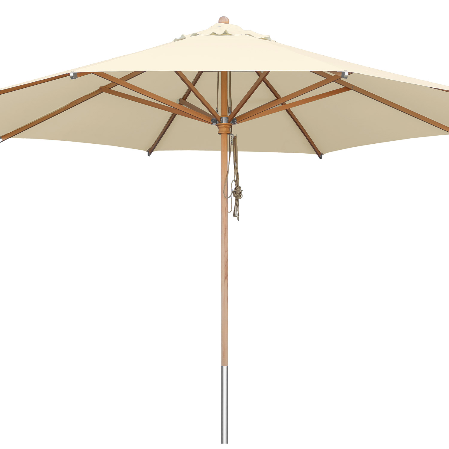 Sonnenschirm 4m rund natural Buchenholz - Stoff waschbar - UV Schutz