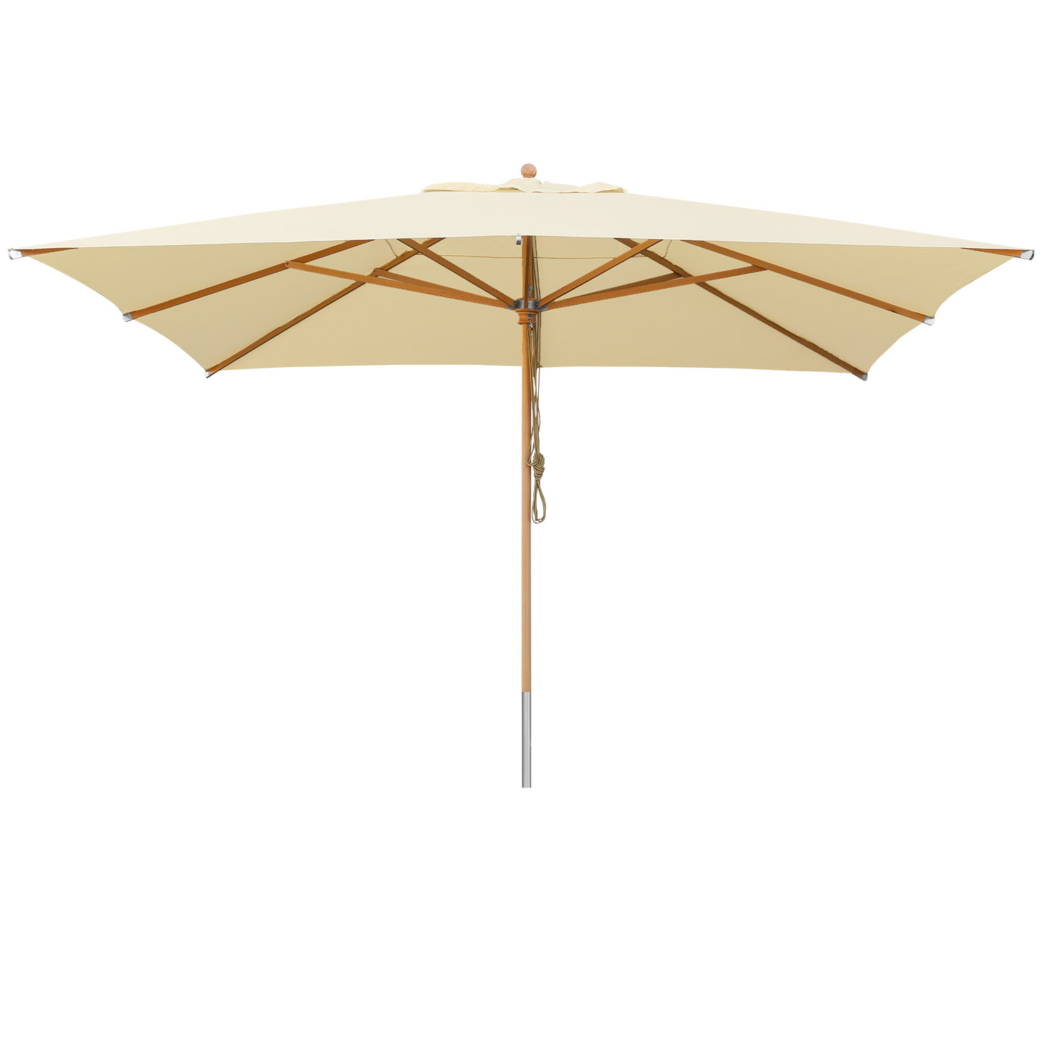 Sonnenschirm 4x4m eckig mit Holz Buche - UV Schutz - natural -