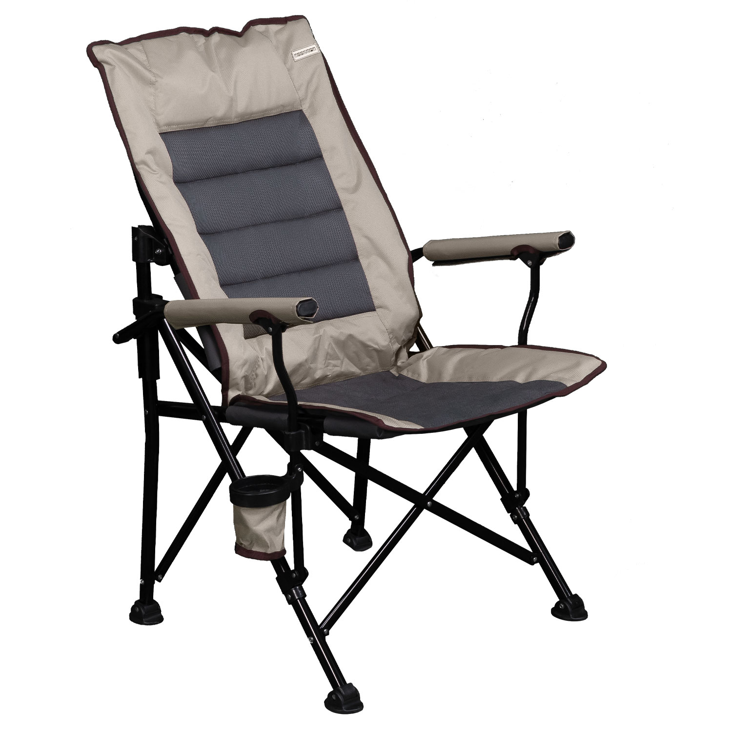 Stabileranndora Campingstuhl Klappstuhl mit Becherhalter - beige - bis 120 kg - Anglerstuhl