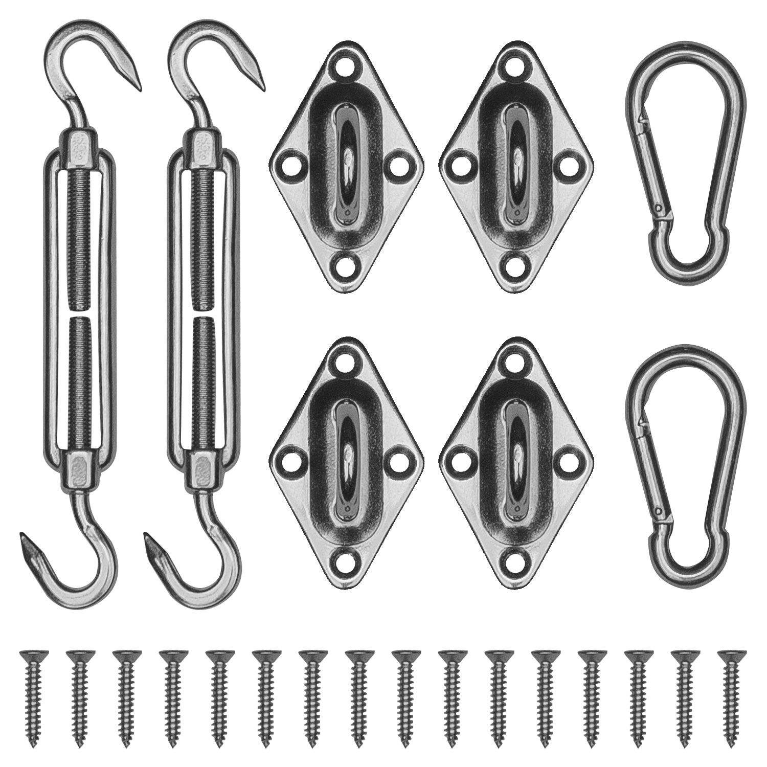 Befestigungsmaterial Haken KArabiner anndora-Sonnensegel Edelstahl Zubehoer 