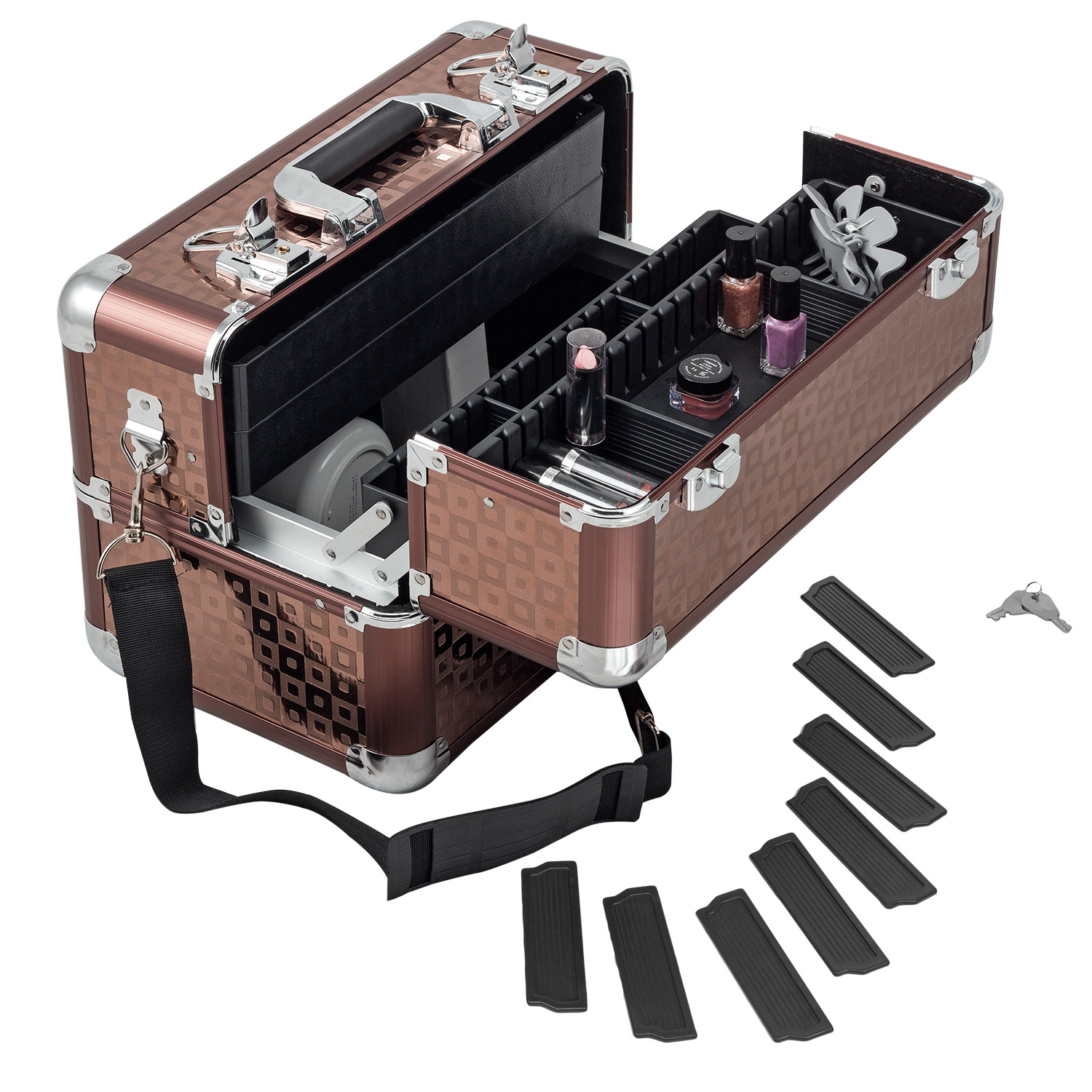 anndora Beauty Casemacchiato metallic - Alu Kosmetikkoffer Schminkkoffer Werkzeugkoffer- metallic braun