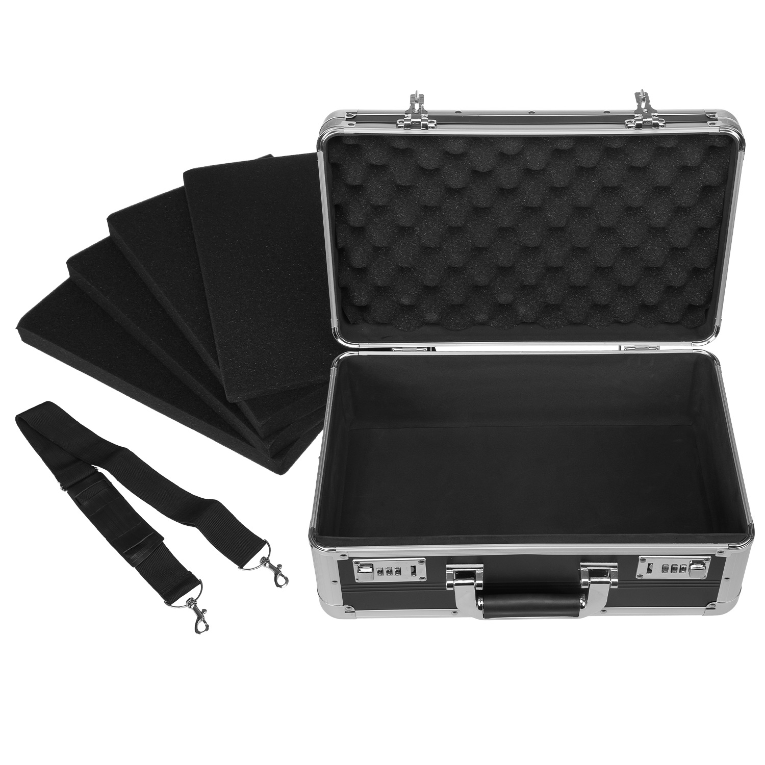 Fotokoffer, Kamerakoffer, Schutzkoffer schwarz, mit Schaumstoff - anndora - Drohnen Koffer - Podcast Zubehör