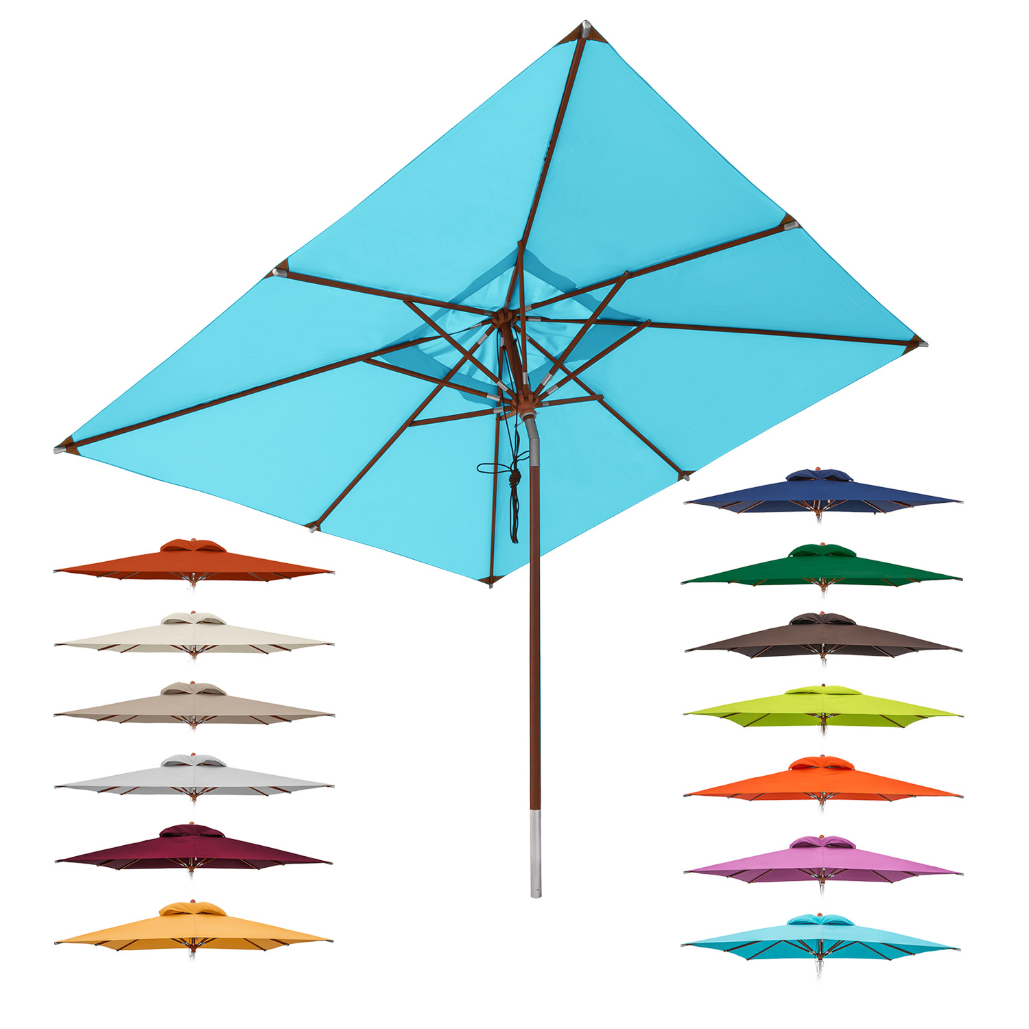 anndora Sonnenschirm Knickbar 3x3m eckig mit Dreh-Kipp-Mechanismus Lila