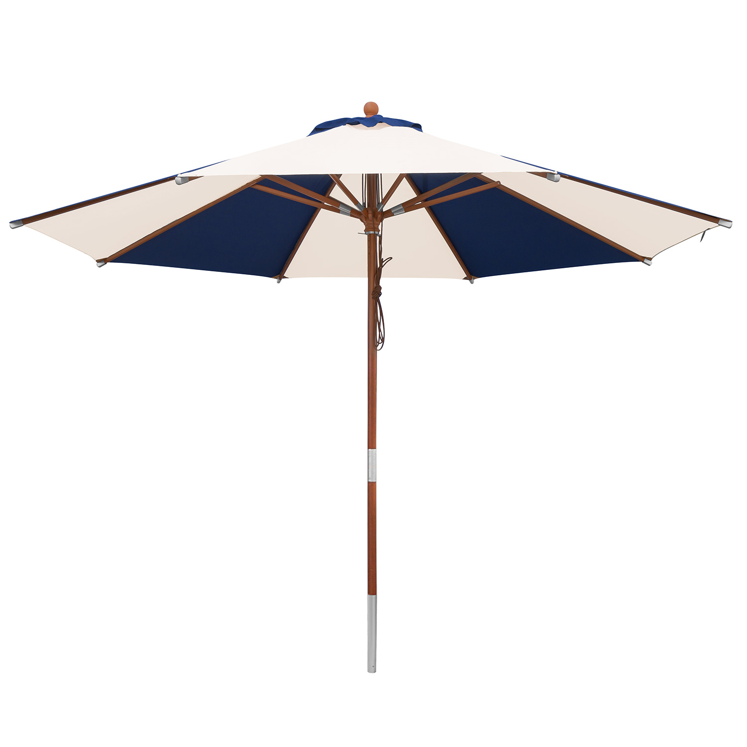 Sonnenschirm anndora® 3,5m rund blau weiß gestreift - Wie ein Strandschirm - Gartenschirm