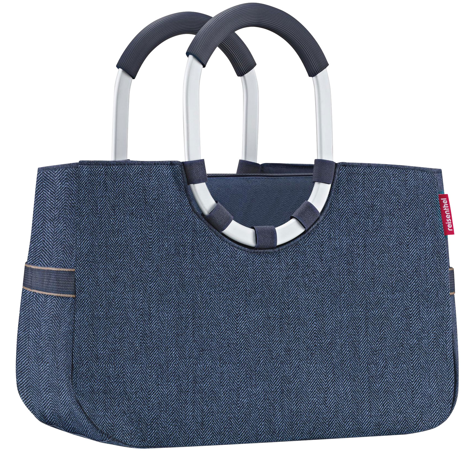 loopshopper Einkaufs Handtasche M mit Innentasche herringbone dark blue