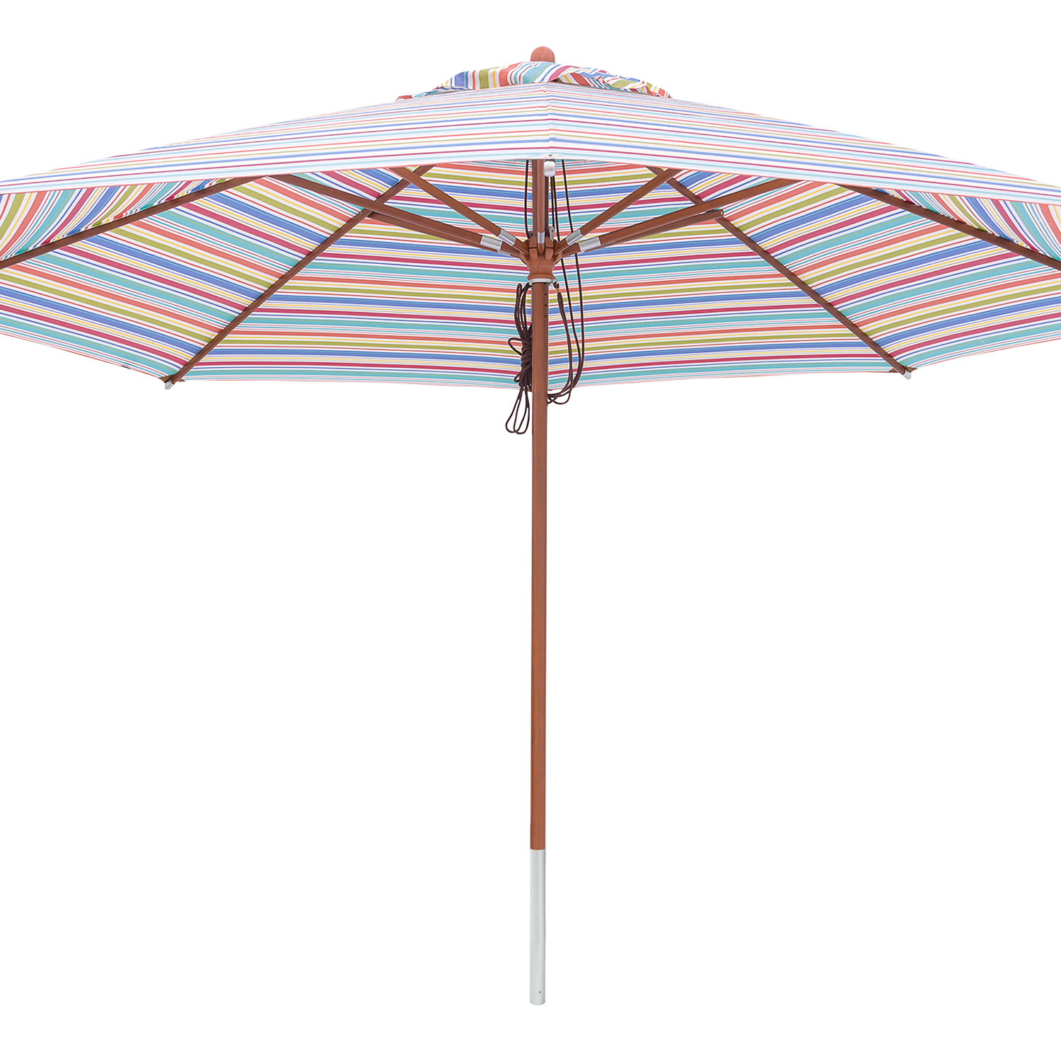 anndora Sonnenschirm 4m rund Gestreift 7 Farben Winddach UV-Schutz - mit Holz Stamm