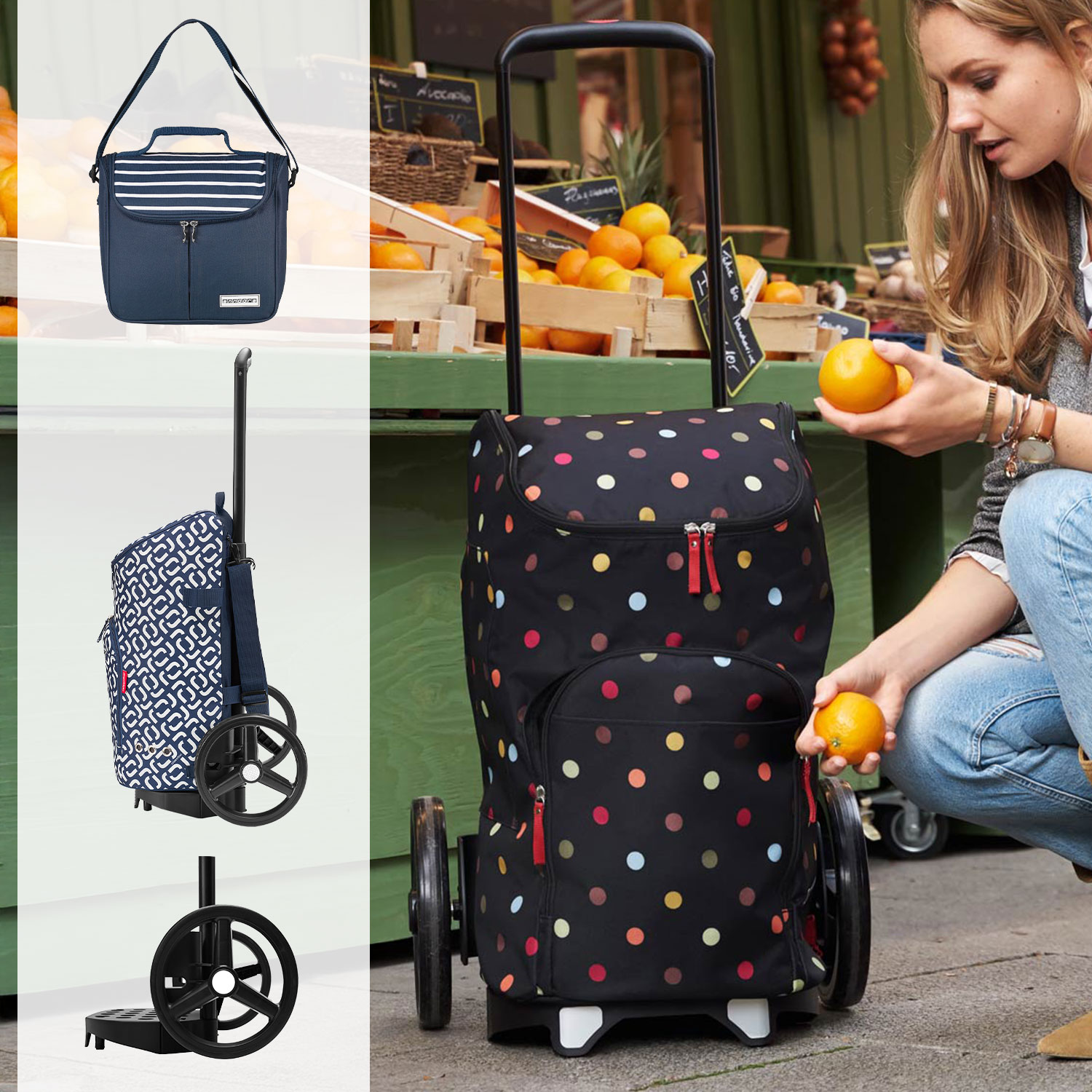 reisenthel Einkaufstrolley citycruiser rack + bag 45 Liter dots + PROMO Zugabe