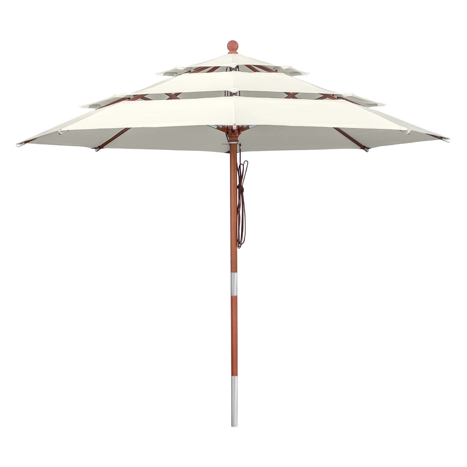 anndora Sonnenschirm 3m rund 3-lagig Natural UV-Schutz