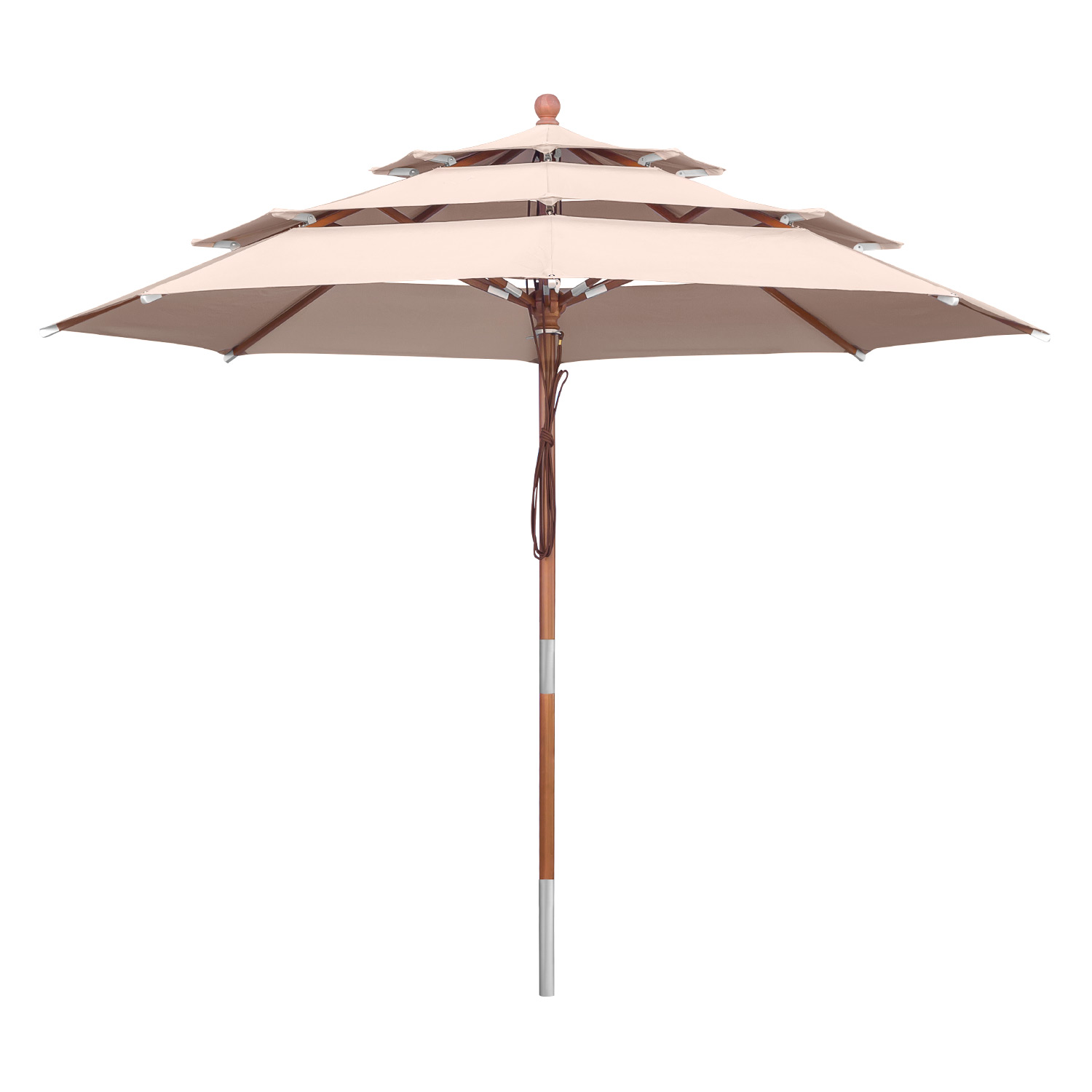 anndora Sonnenschirm 3m rund 3-lagig Dark Natural UV-Schutz
