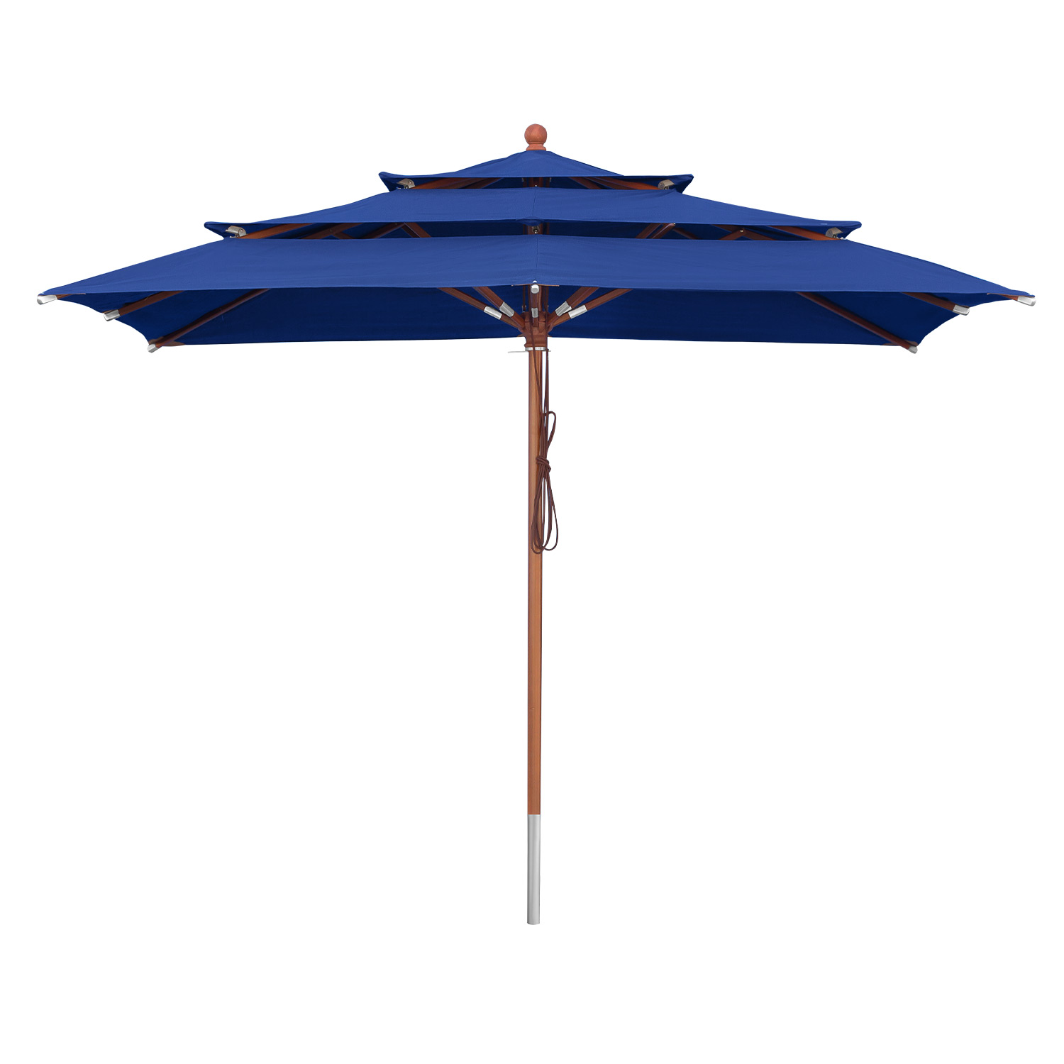 anndora Sonnenschirm 3x3m eckig 3-lagig Blau UV-Schutz