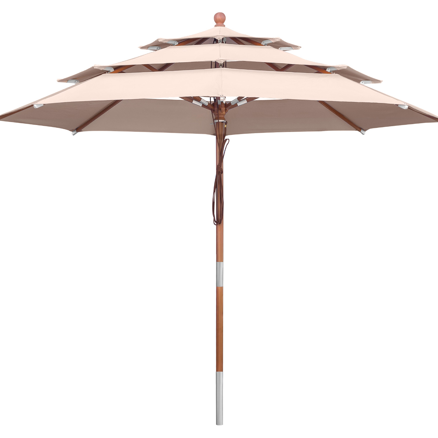 anndora Sonnenschirm 3,5m rund 3-lagig Dark Natural UV-Schutz