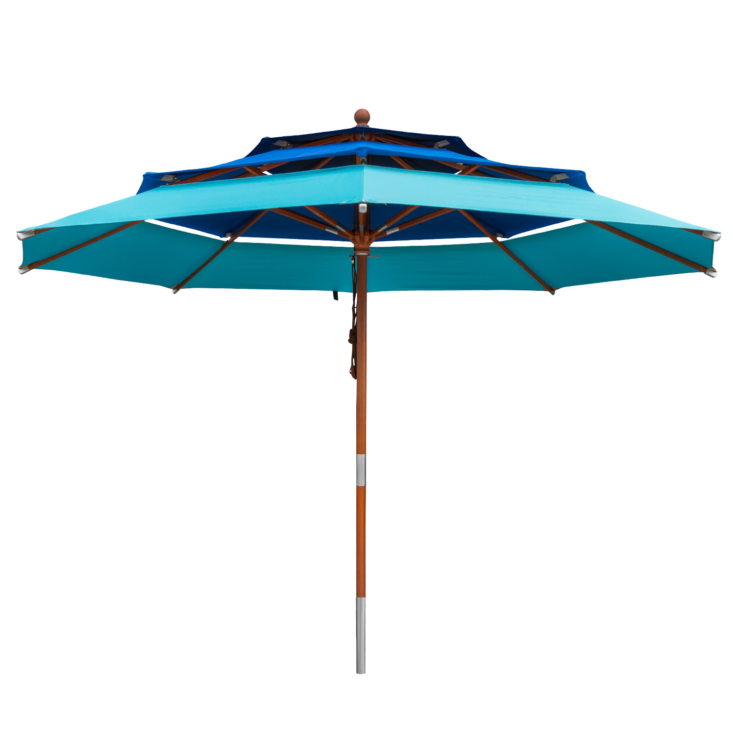 anndora Sonnenschirm 3m rund 3-lagig Mehrfarbig Blau UV-Schutz