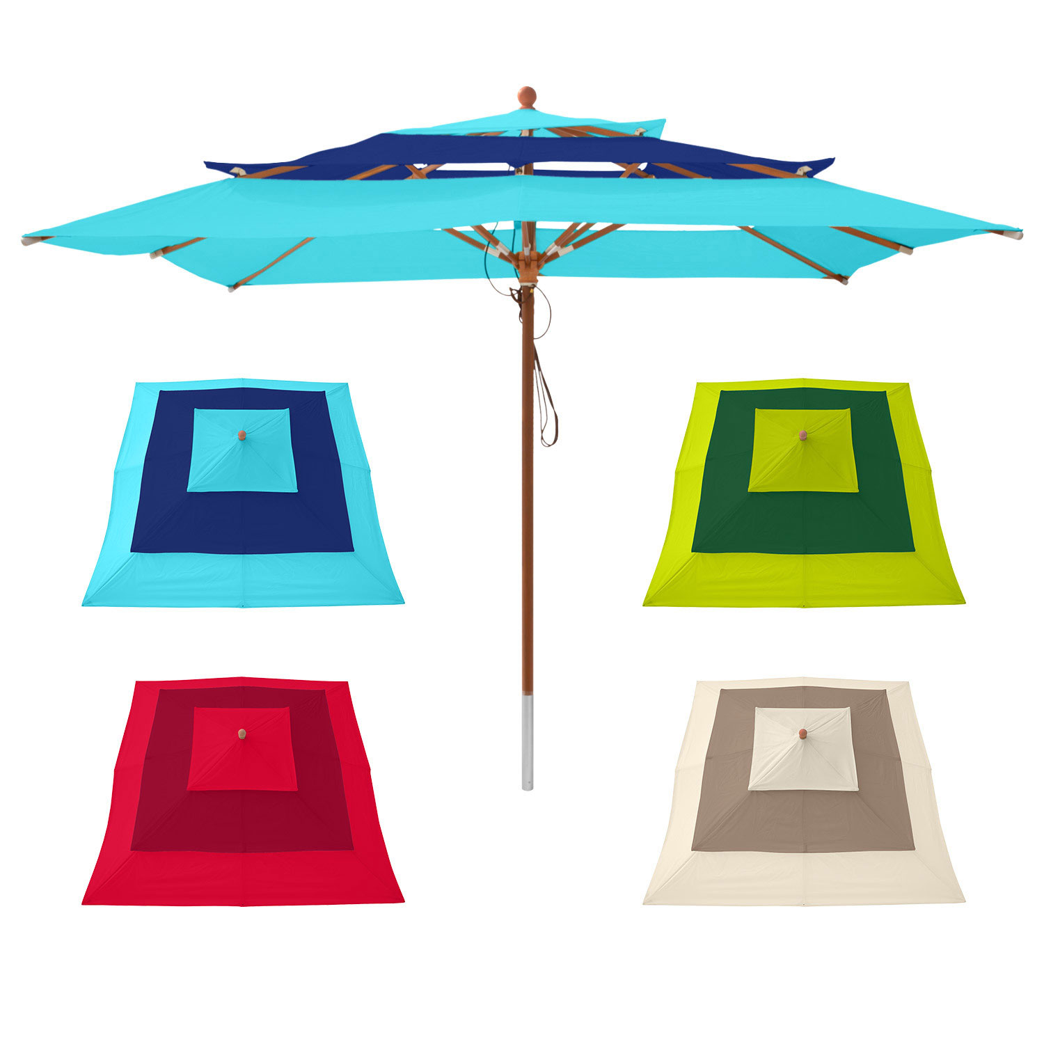 anndora Sonnenschirm mit 3 Stofflagen 3 x 3 m quadratisch