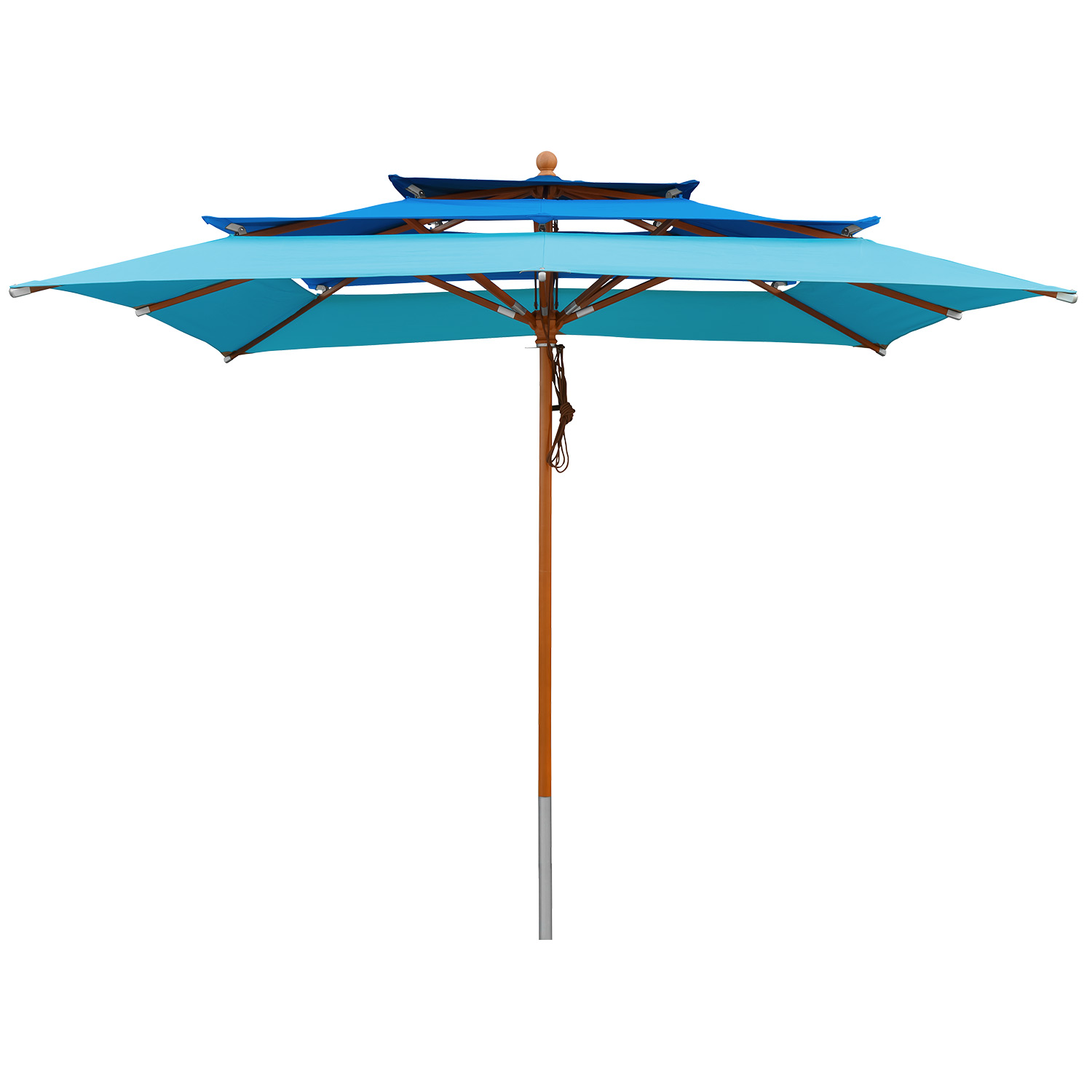 anndora Sonnenschirm 3x3m eckig 3-lagig Mehrfarbig Blau UV-Schutz
