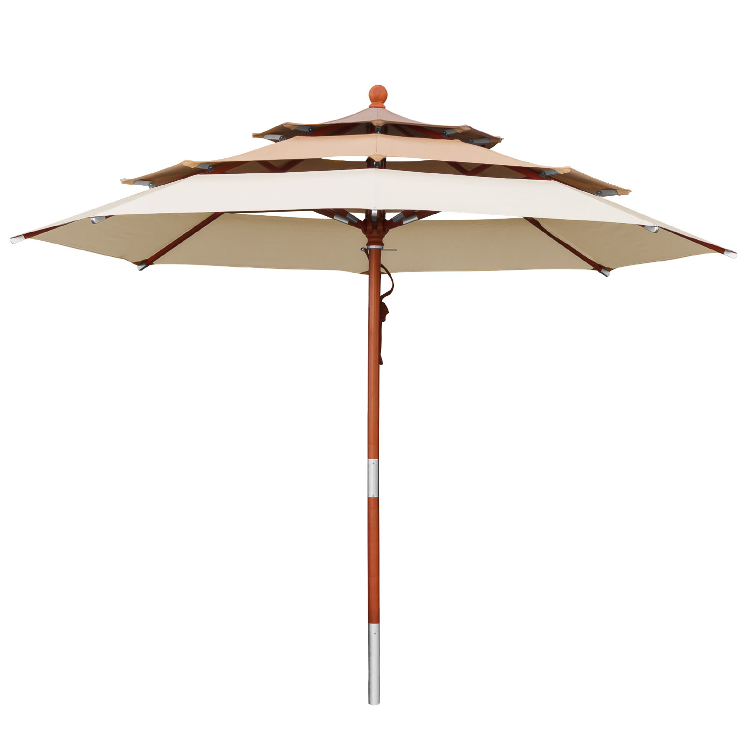 anndora Sonnenschirm 3m rund 3-lagig Mehrfarbig Khaki UV-Schutz
