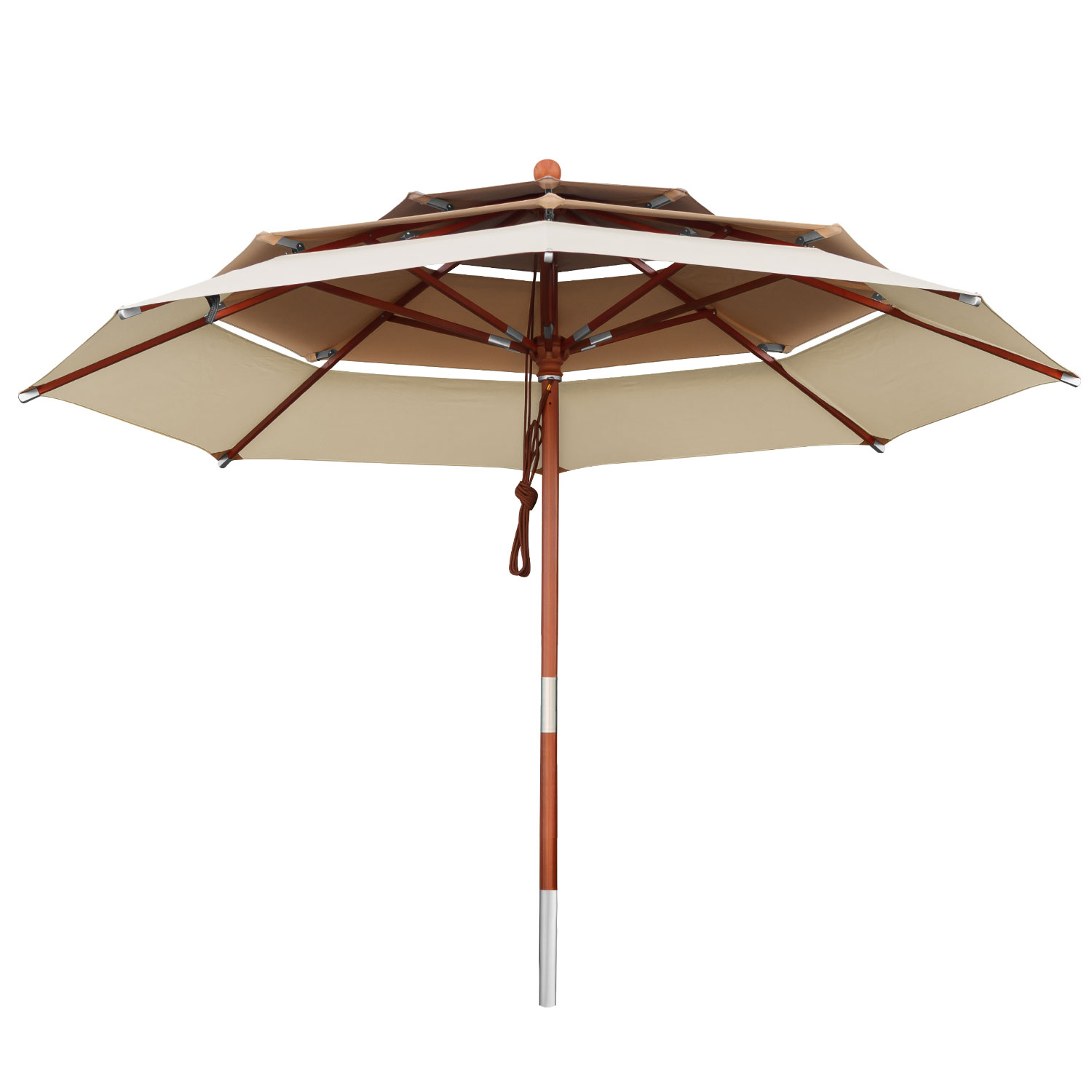 anndora Sonnenschirm 3,5m rund 3-lagig Mehrfarbig Khaki UV-Schutz