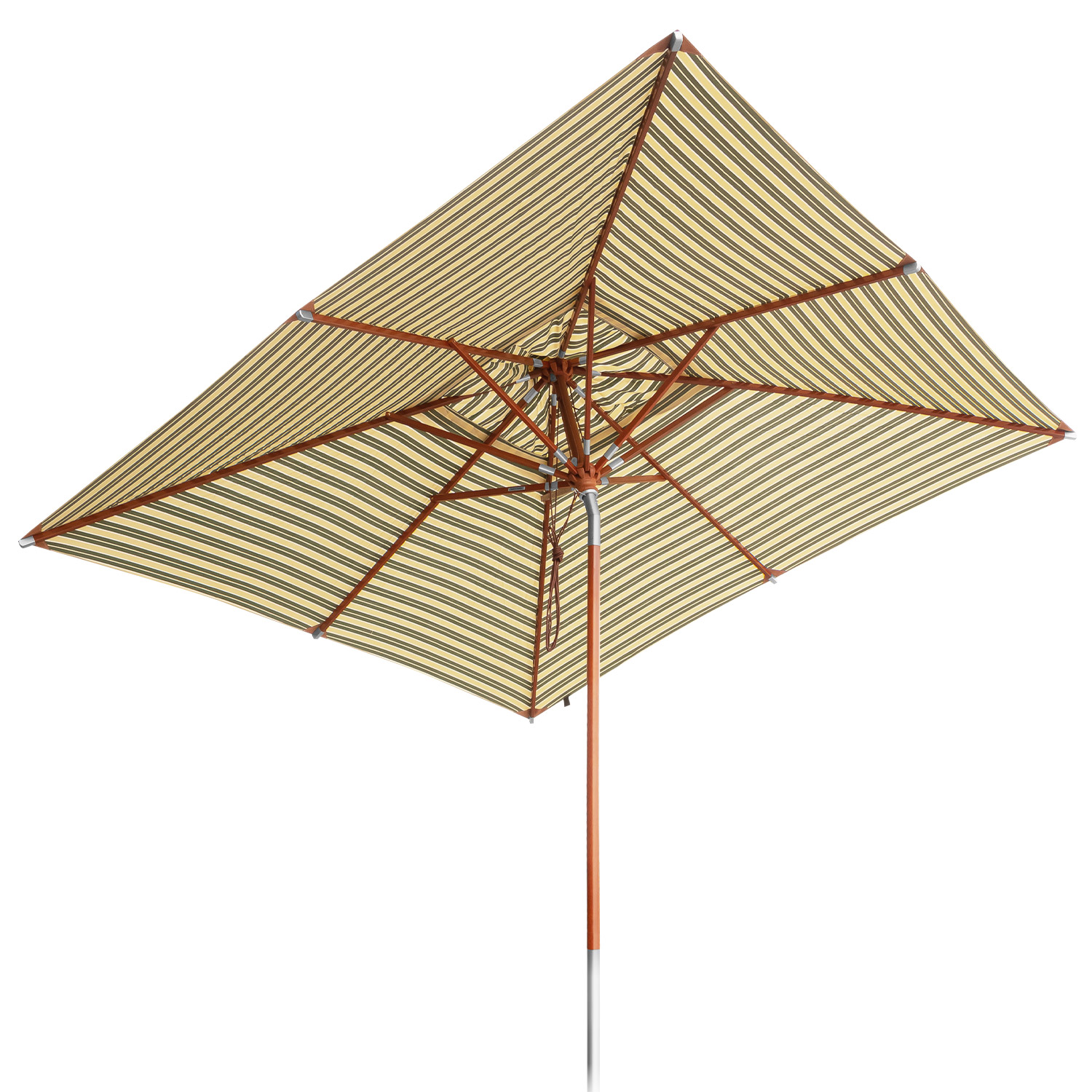 anndora Sonnenschirm Knickbar 3x3m eckig Gestreift Grün Weiß Gelb Winddach UV-Schutz