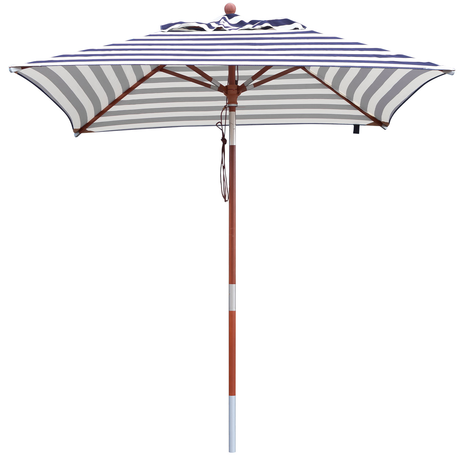 anndora Sonnenschirm Knickbar 2x2m eckig Gestreift Blau Weiß Winddach UV-Schutz