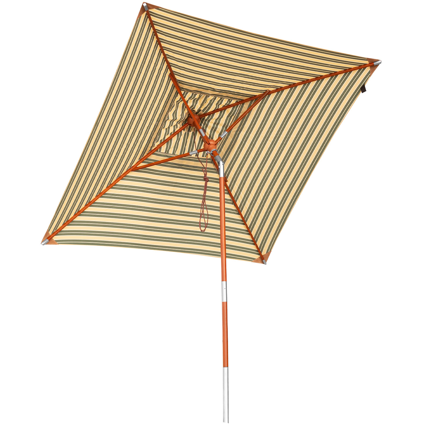 anndora Sonnenschirm knickbar 2x2m eckig Gestreift Grün Weiß Gelb Winddach UV-Schutz