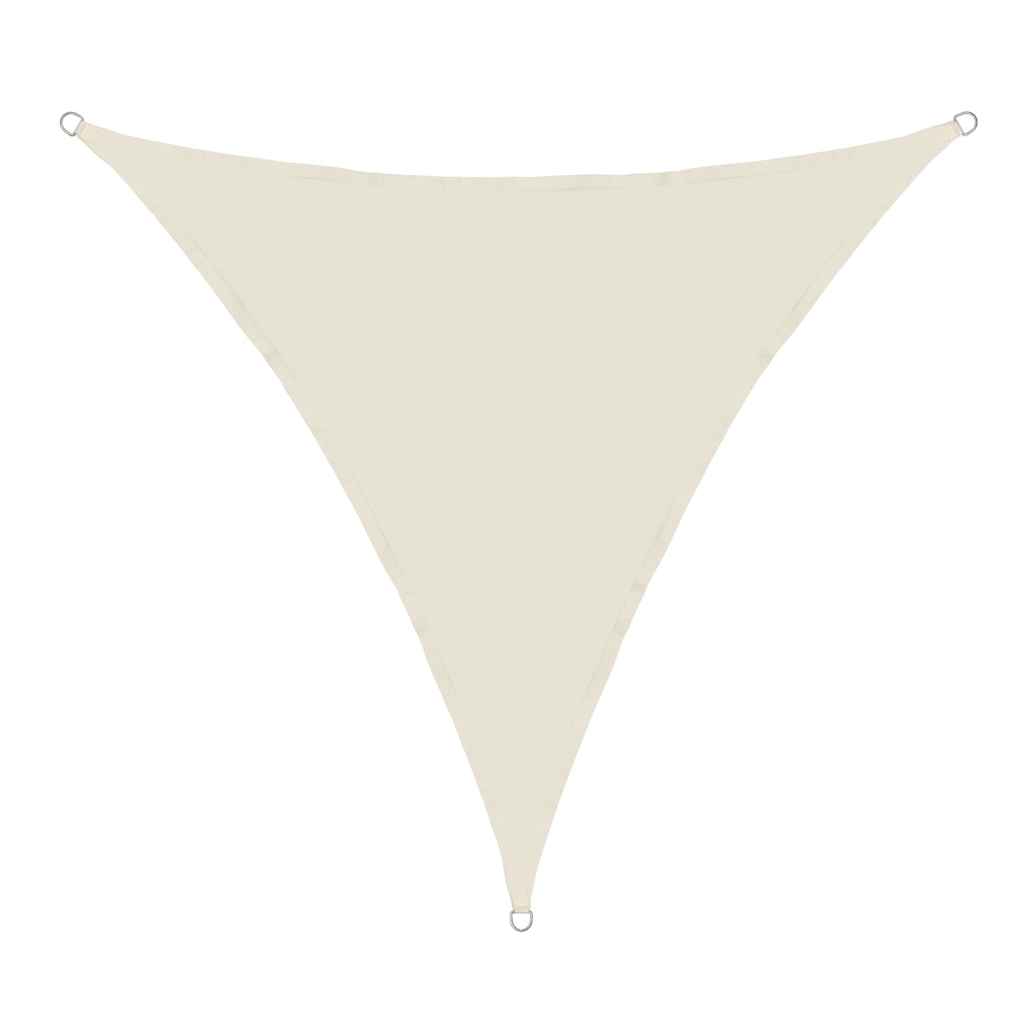 Sonnensegel 6x6x6m dreieckig - luftdurchlässig - HDPE aus einem Stück - Randnähte - 3 Ösen 3Seile - Farbe Creme - 