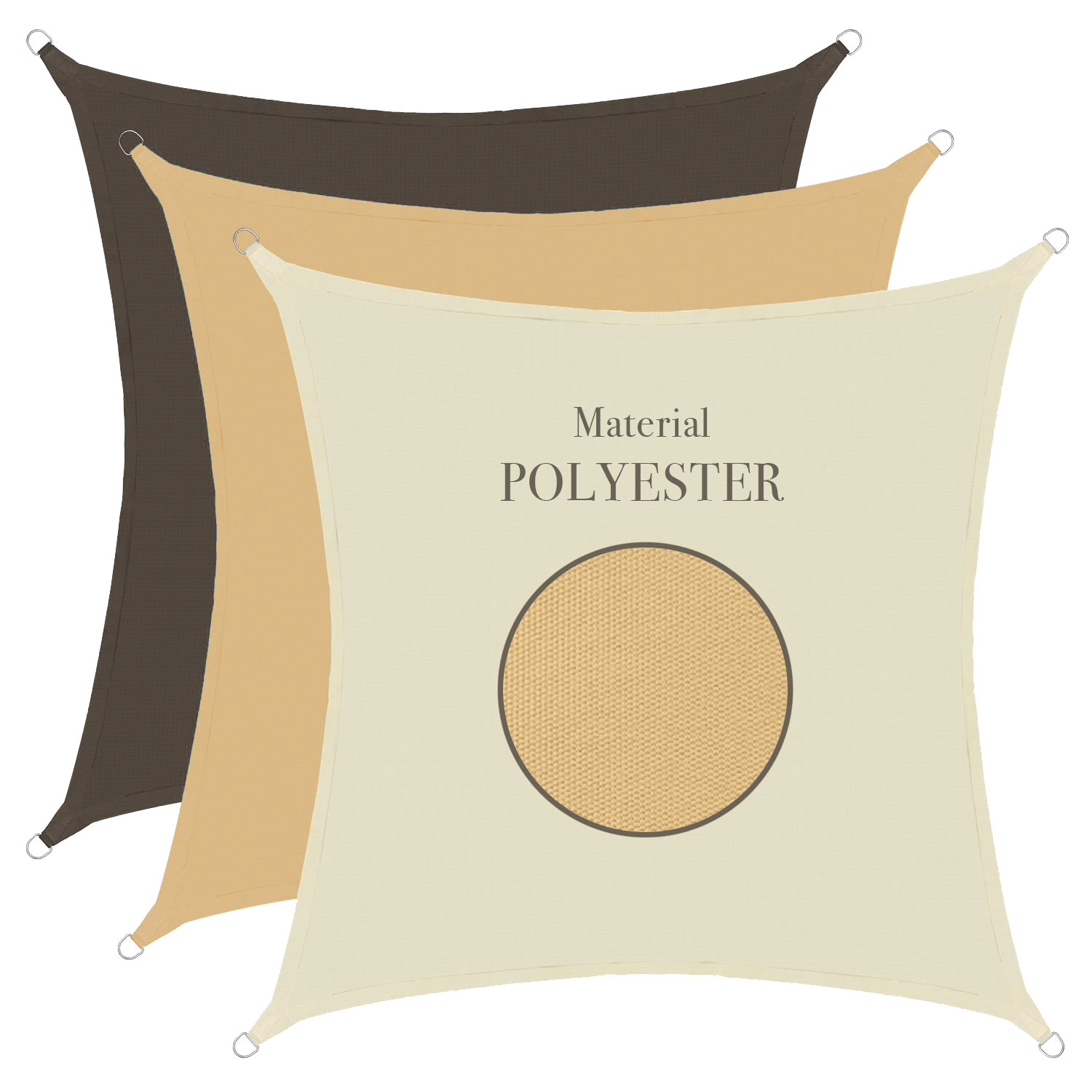 Sonnensegel 3,6x3,6m quadratisch - cream