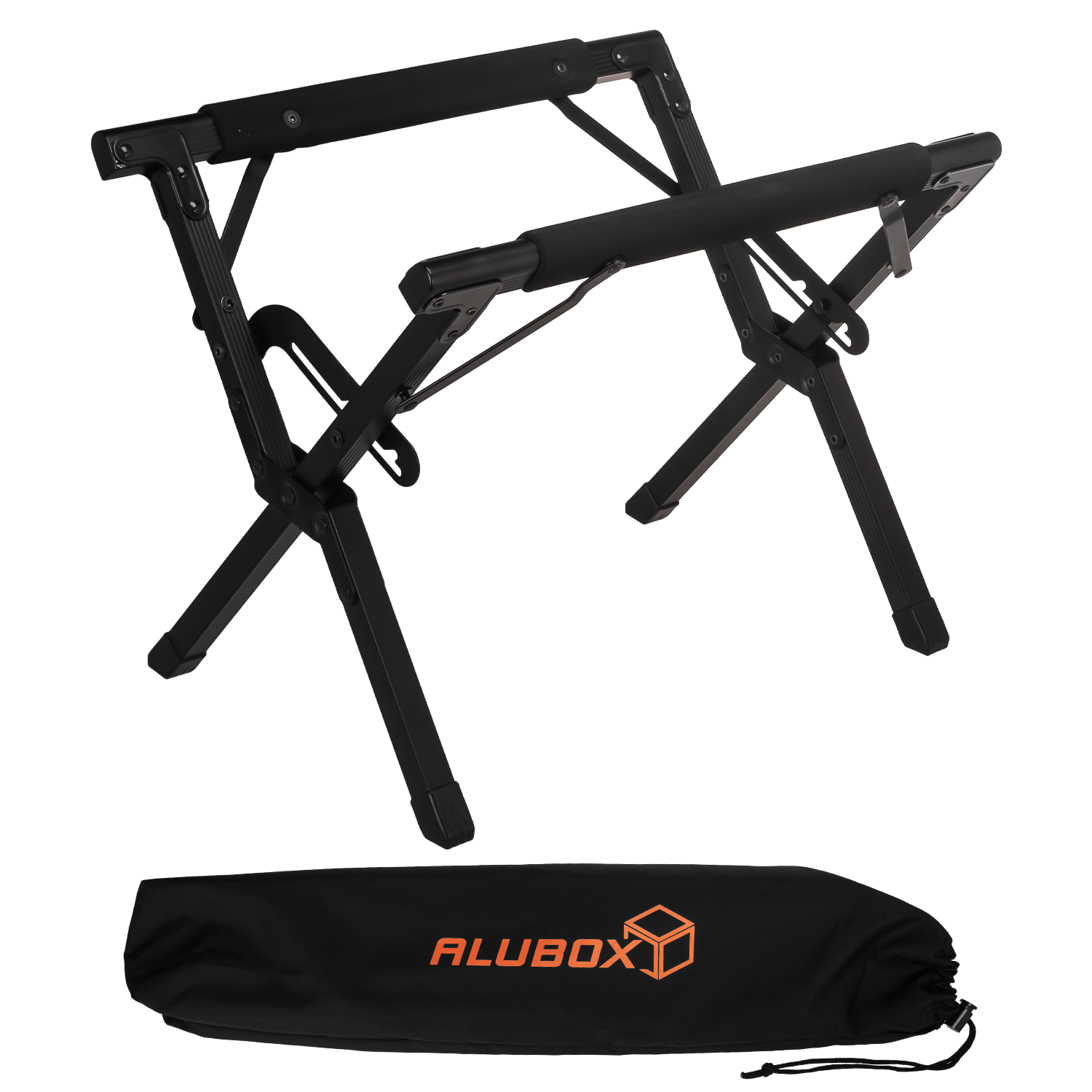 Alubox Ständer für Campingbox Kühlboxständer Alu schwarz 3-fach verstellbar inkl. Tasche