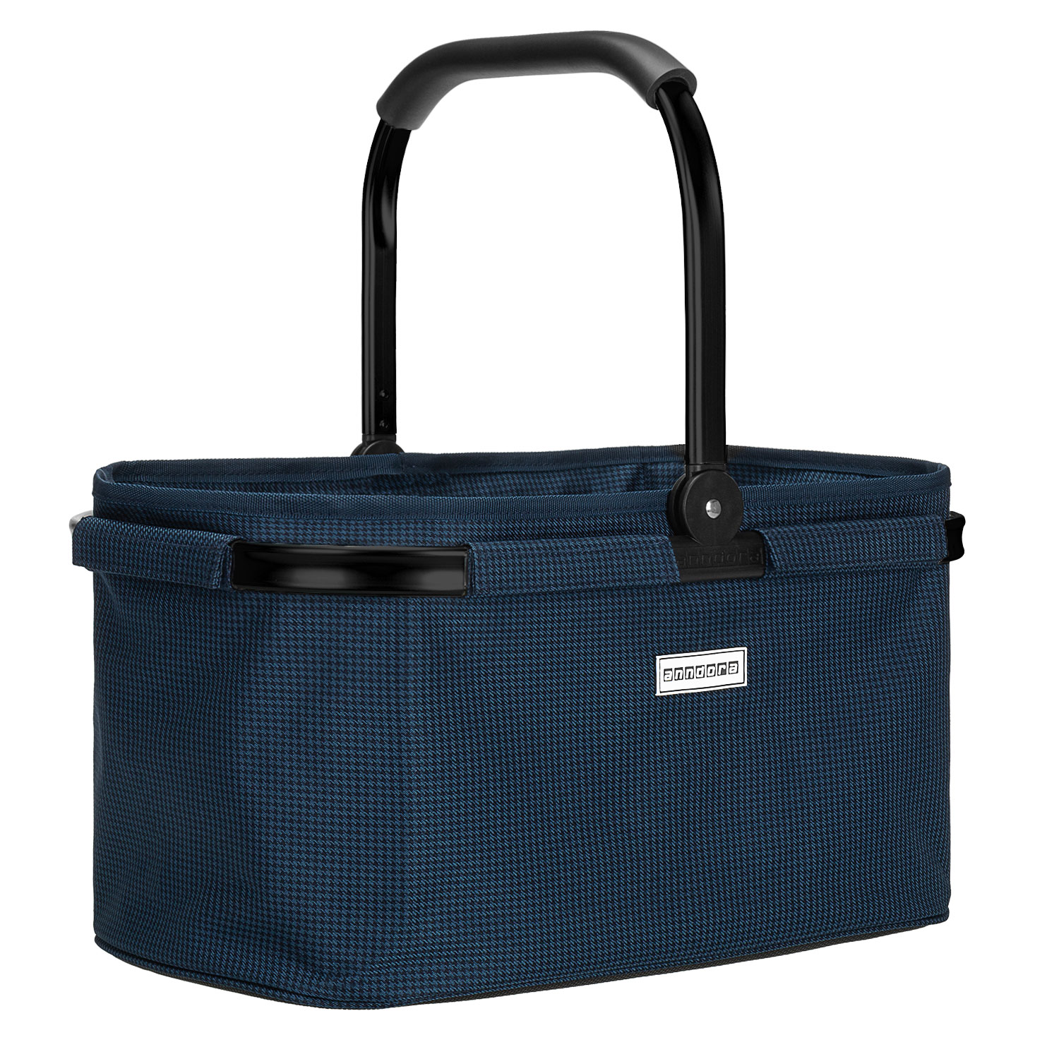 anndora Einkaufskorb - Henkelkorb blau Hahnentritt48 cm breit - stabil