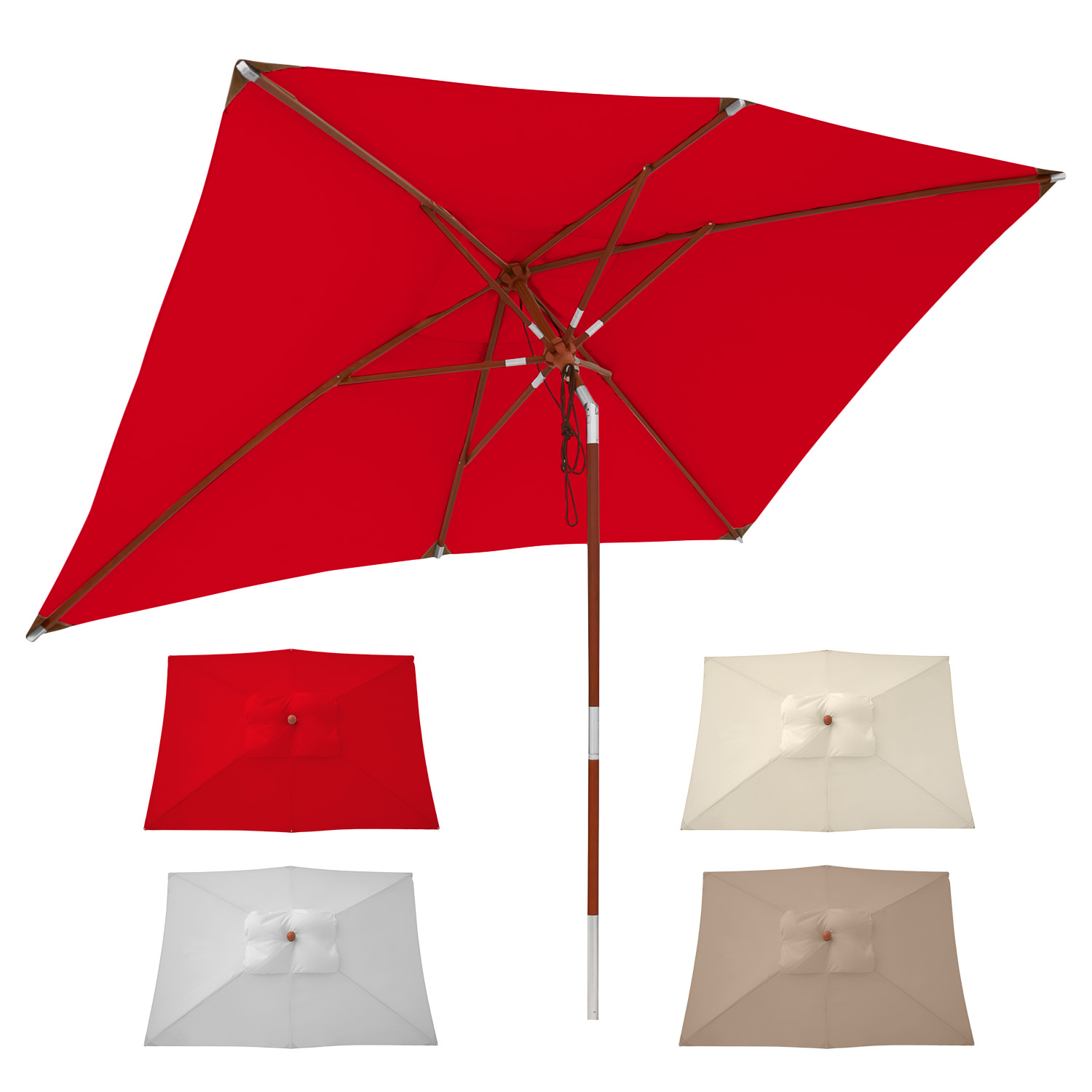 anndora Sonnenschirm 2x3m rot eckig knickbar Terracotta orange Stamm zweiteilig - UV-Schutz