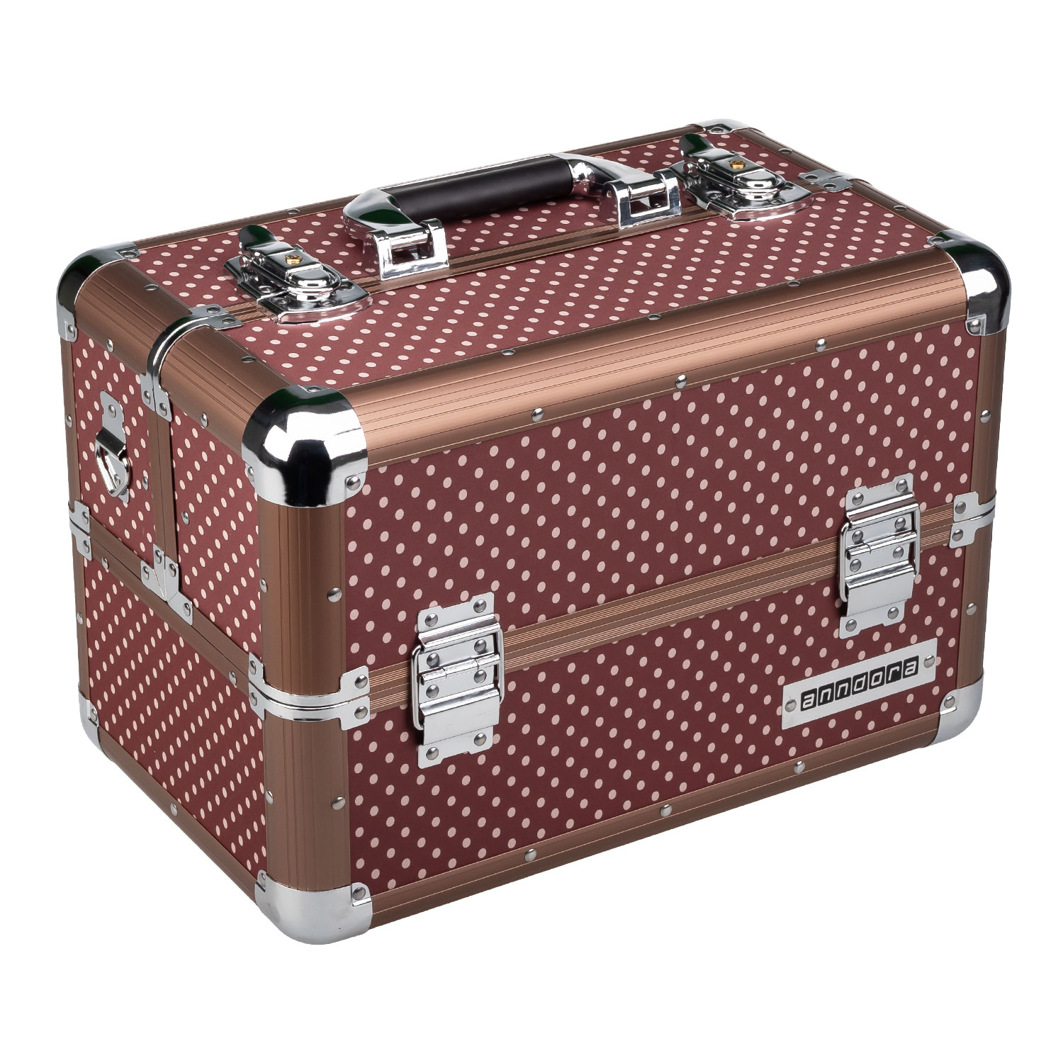 Beauty Case Kosmetikkoffer - Schmuckkoffer Toffee dots in metallic - Tragegurt - 2 Schlüssel
