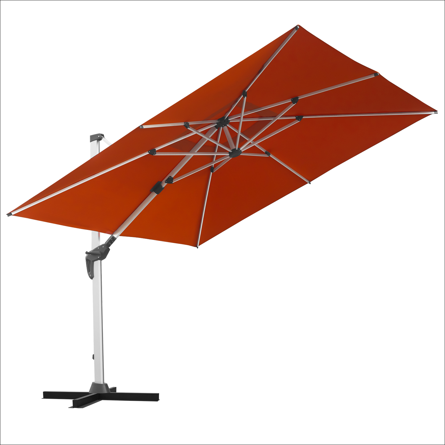 anndora Alu Ampelschirm 3x 3m terracotta orange - inklusive Ständerkreuz ohne Gewichte - Kurbelmechanismus - 8 Streben