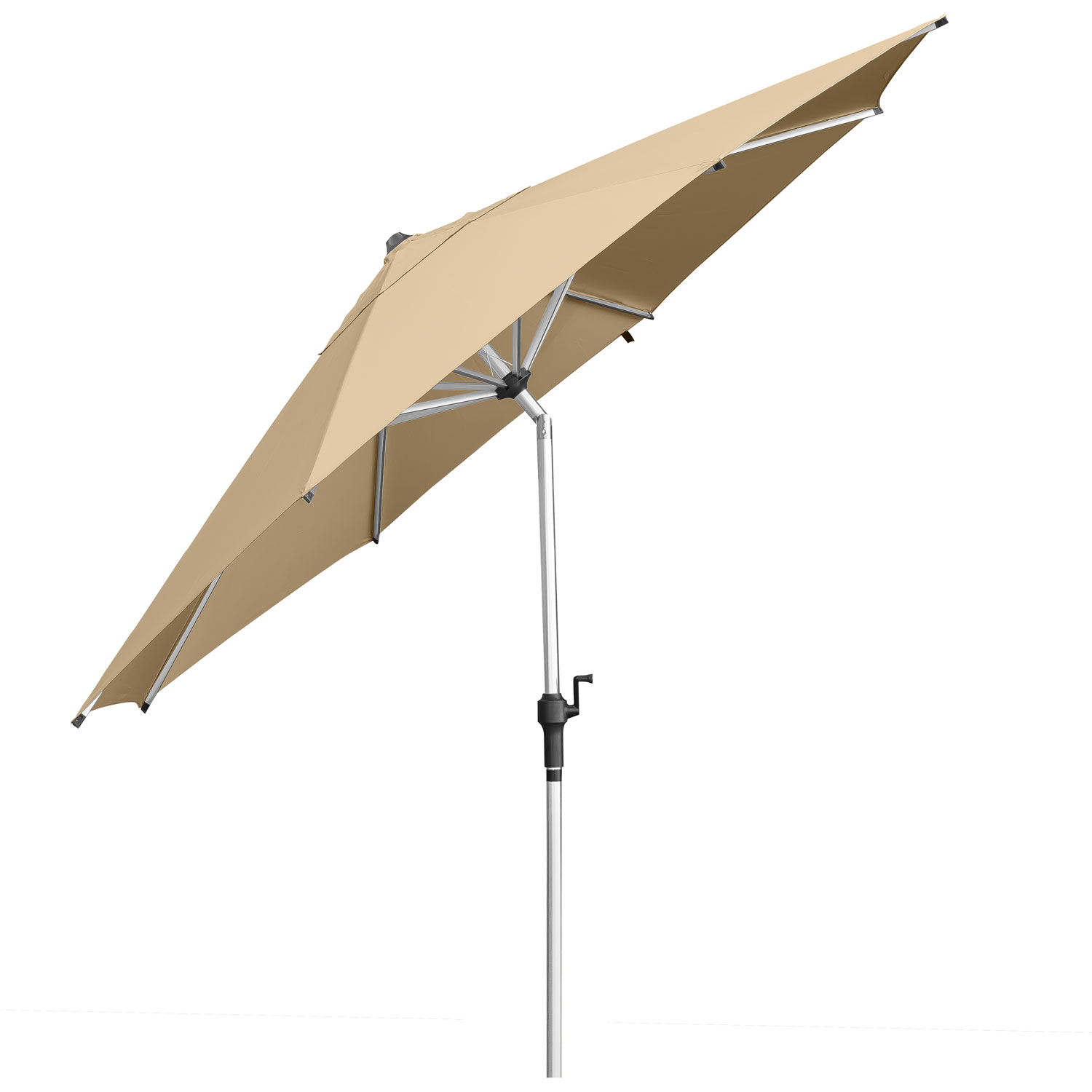anndora knickbarer Alu Sonnenschirm 3m -dark natural - 8 Streben - Kurbelmechanismus zur Öffnung