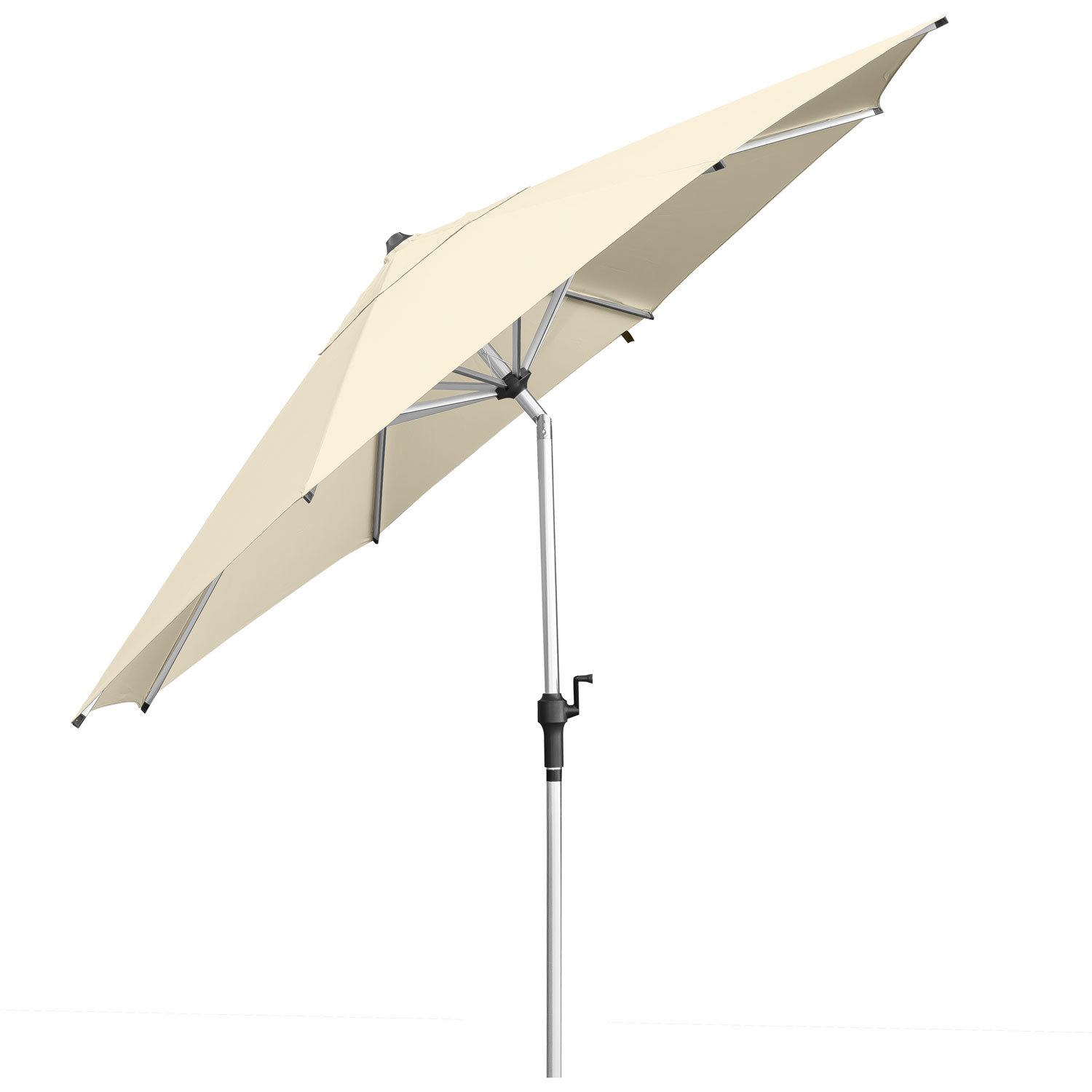 anndora Sonnenschirm 350cm weiß natural Aluminiumstamm -- Kurbelöffnung - Dach knickbar