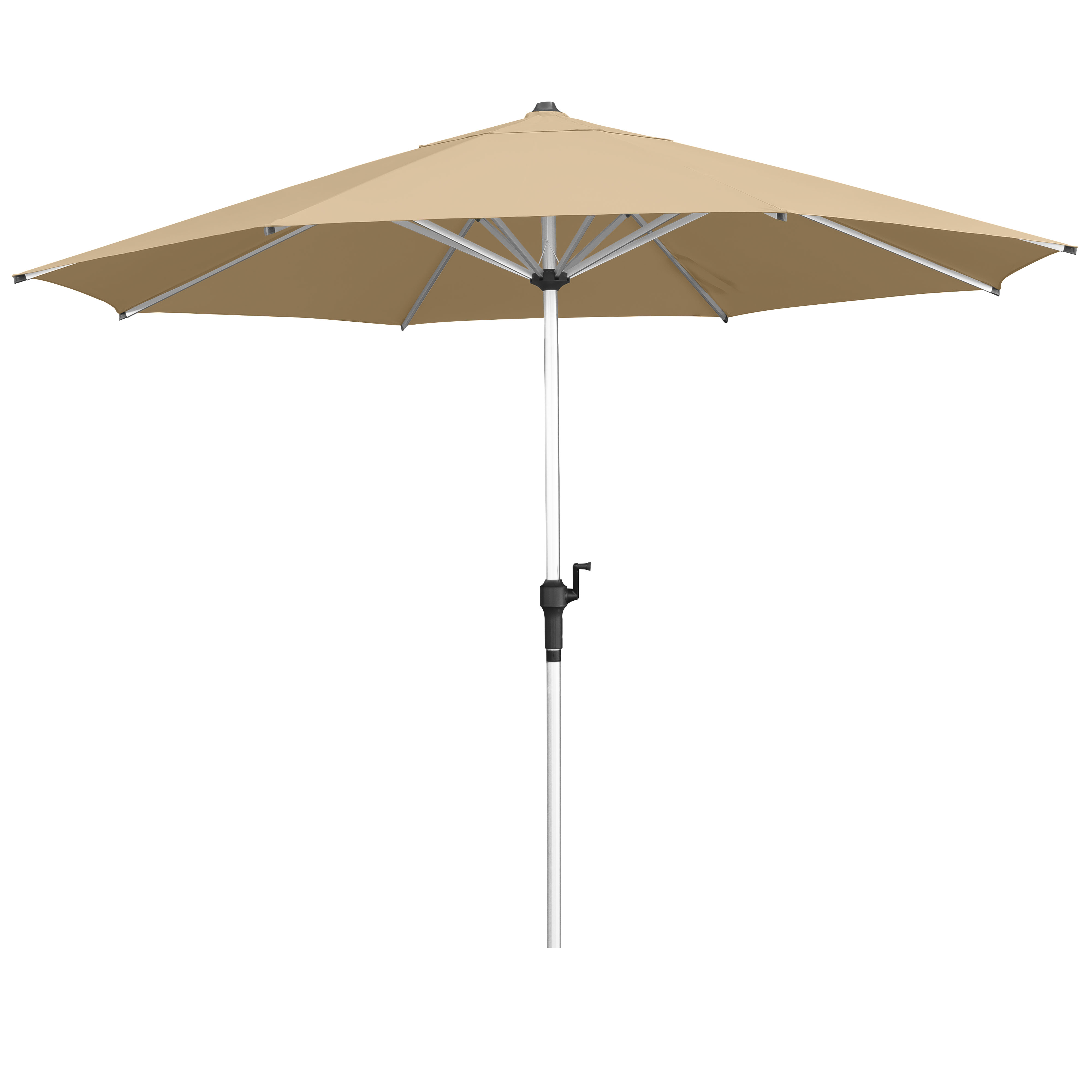 anndora 3m Alu Sonnenschirm dark natural milchcaffee - Sonnenschutz hoch - Kurbelöffnung - 8 Streben - 250g/m² Stoffstärke - Leinenhaptik