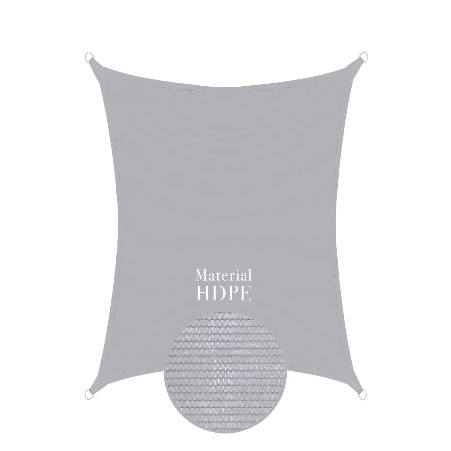anndora Sonnensegel 4x6 mgrau rechteckig 100% HDPE - hellgrau- luftdurchlässig - reißfester Stoff - Sonnenschutz -