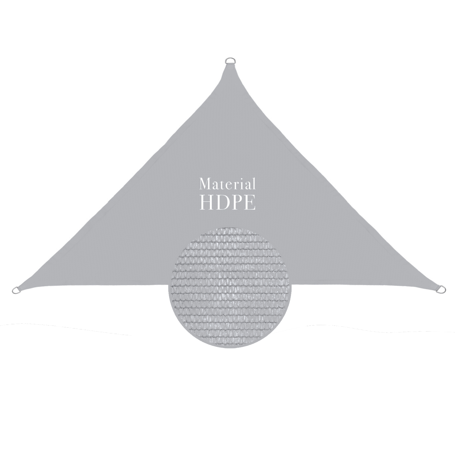 Sonnensegel 4x4x5,65 m dreieckig 100% HDPE - hellgrau - UV-Schutz - robust - luftdurchlässig