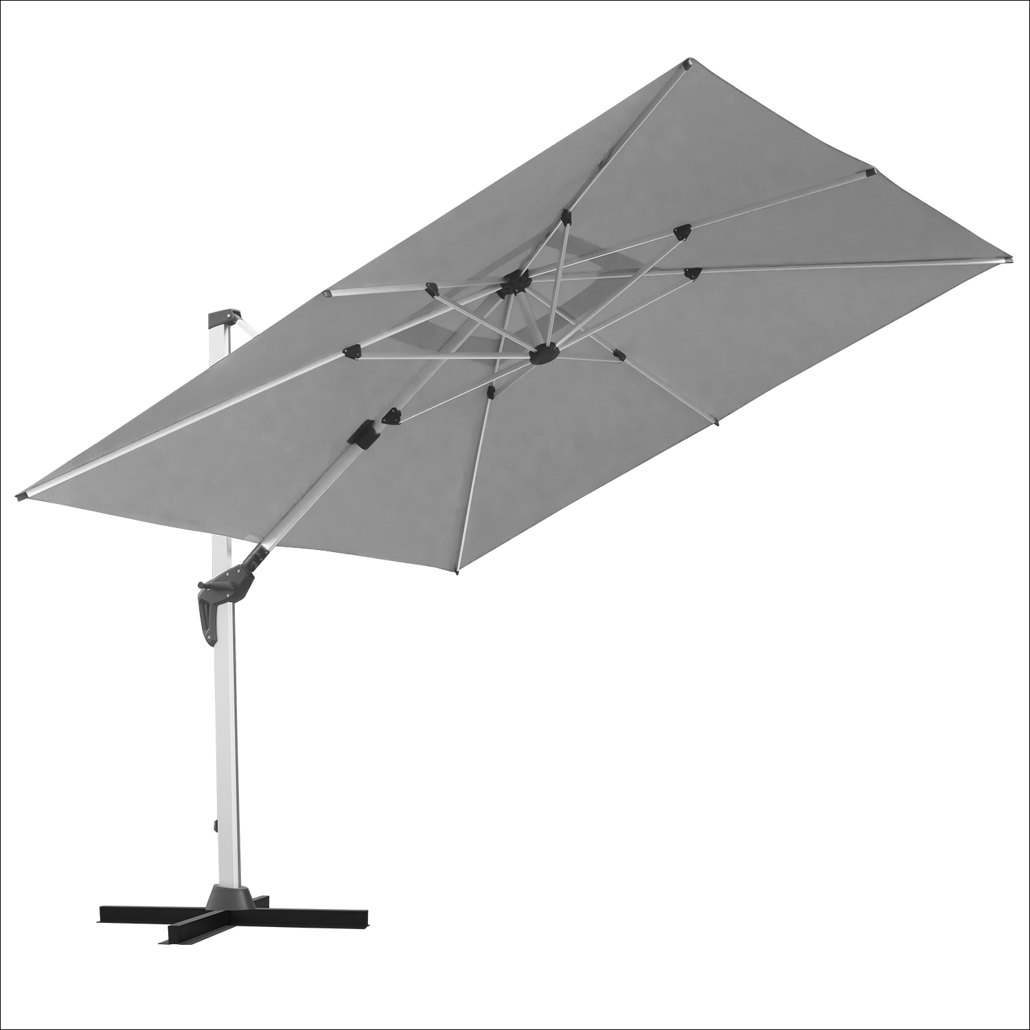 anndora Alu Ampelschirm - 360º Drehbares Dach - Dach vertikal anstellbar - komplett in aller Richtungen - Stehkreuz ohne Gewichte