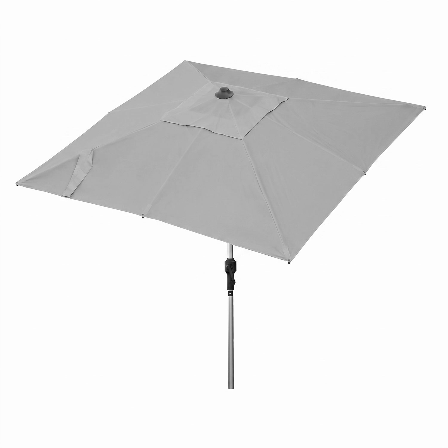 anndora Sonnenschirm 2x2m quadratisch Knickbar grau - mit Kurbel Balkonsonnenschirm