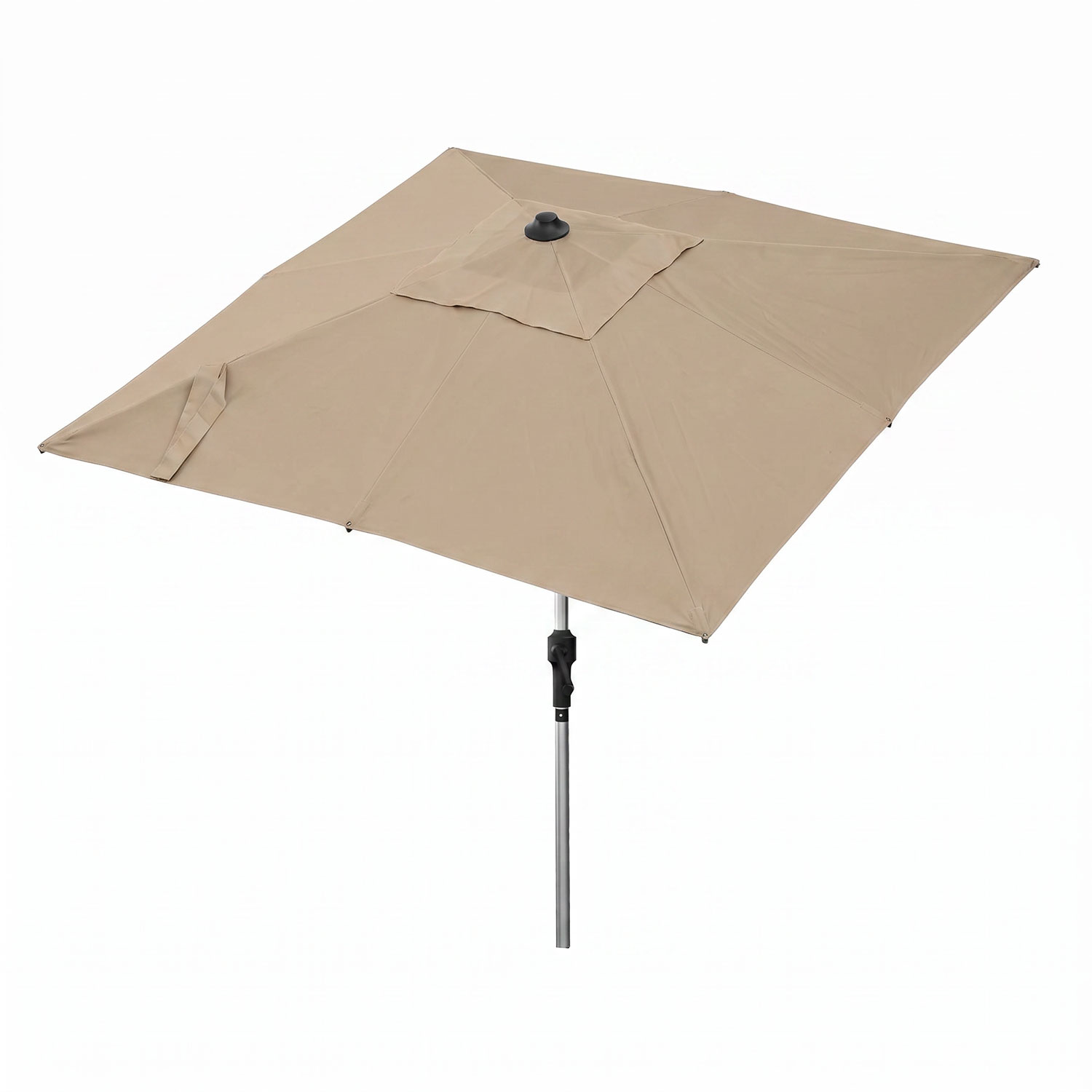anndora Sonnenschirm 2x2m quadratisch Knickbar beige - mit Kurbel Balkonsonnenschirm