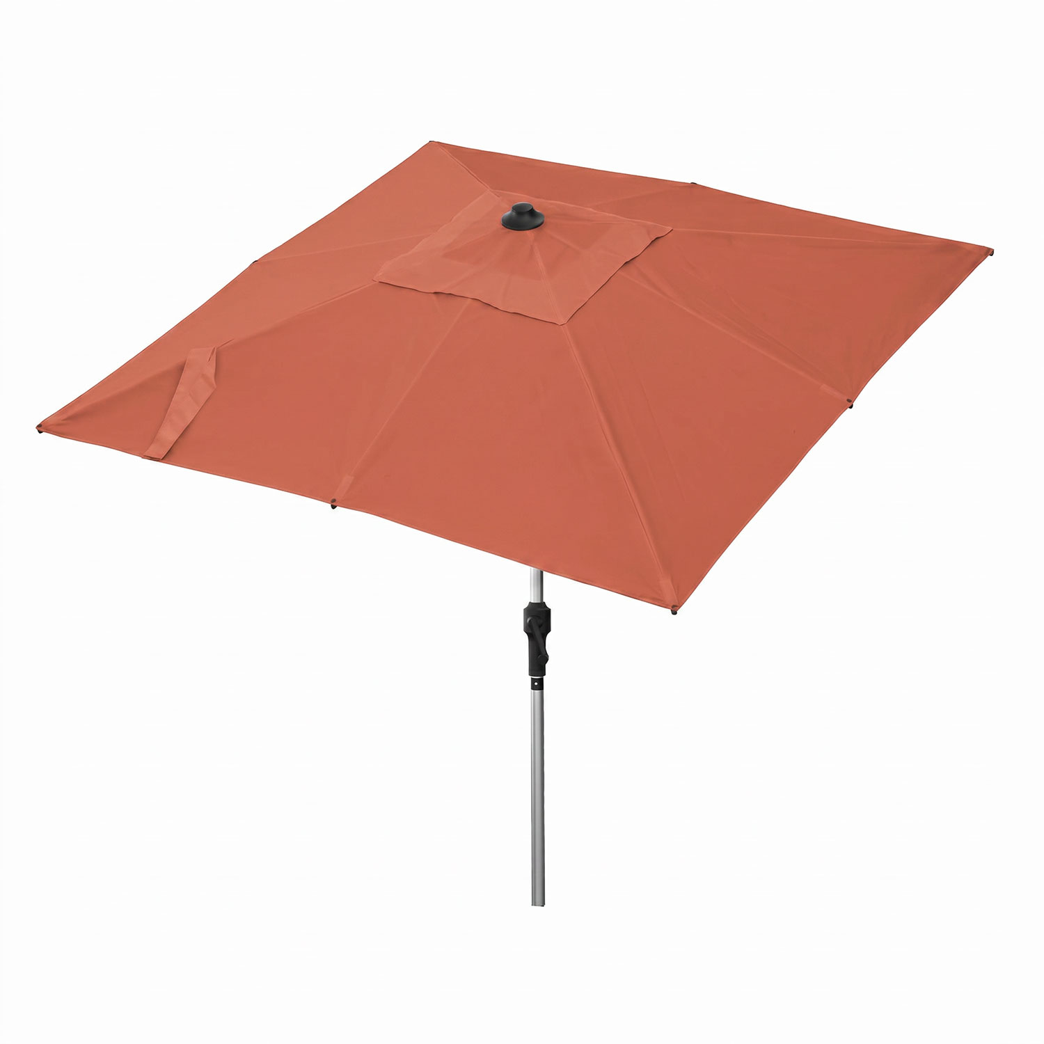 anndora Sonnenschirm 2x2m quadratisch Knickbar terracotta - mit Kurbel Balkonsonnenschirm