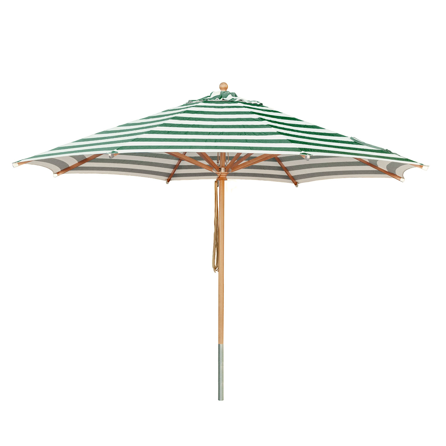 anndora® Sonnenschirm 4m rund Grün Weiß gestreift Buche UV Schutz FSC zertifiziert