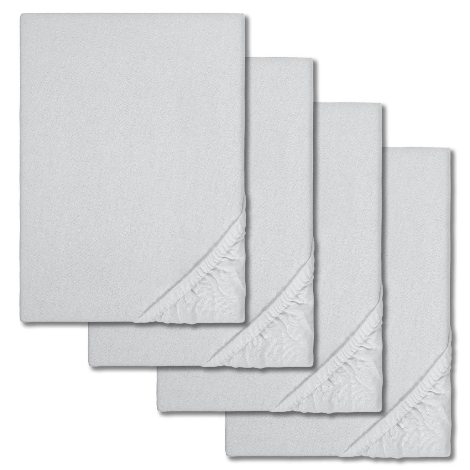 Spannbettlaken Winterflausch silber grau 140 x 190 - 160 x 200 cm im 4er-Pack