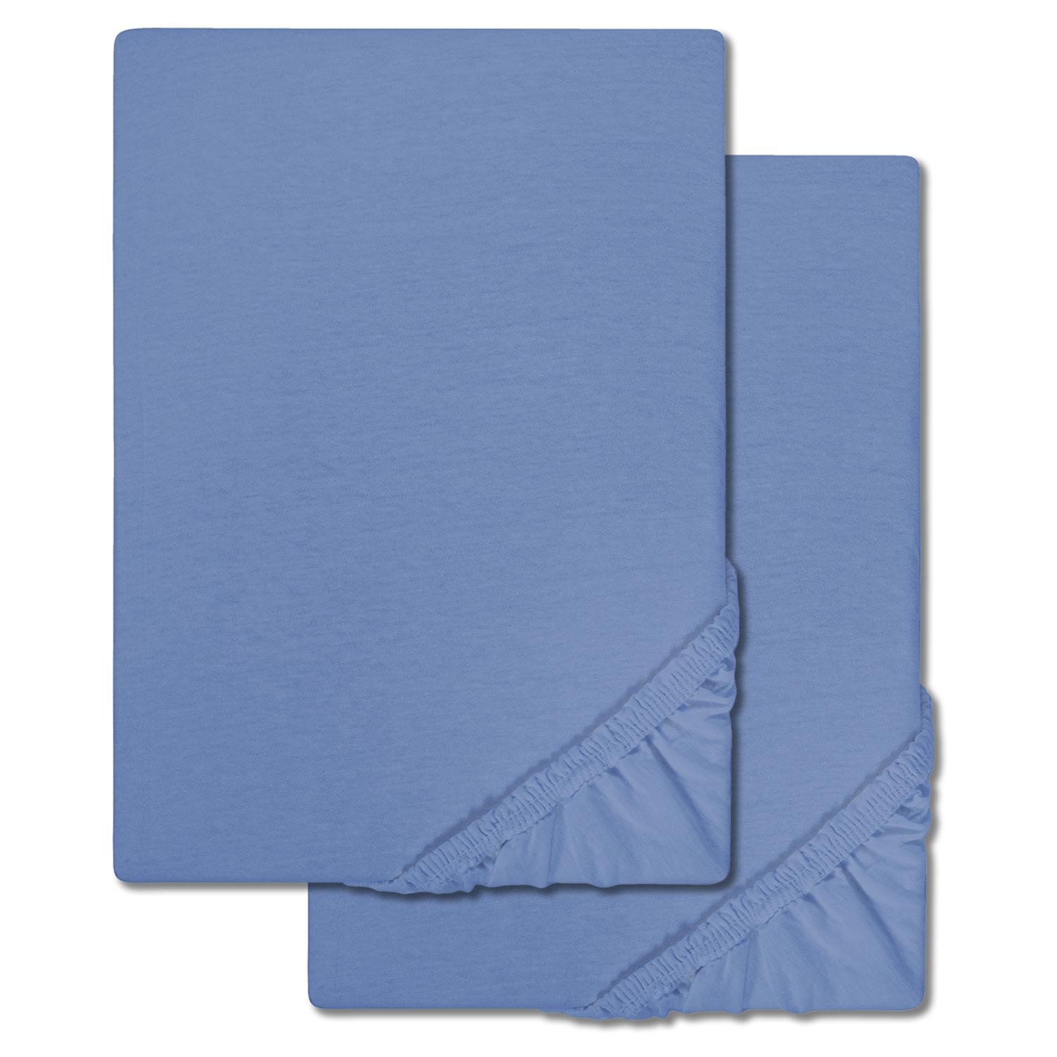 Doppelpack CloudComfort Basic Spannbettlaken Jersey-Stretch blau 140 x 190 - 160 x 200 cm (2 Stück)